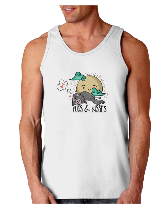 TooLoud Pugs and Kisses Loose Tank Top-Mens-LooseTanktops-TooLoud-White-Small-Davson Sales