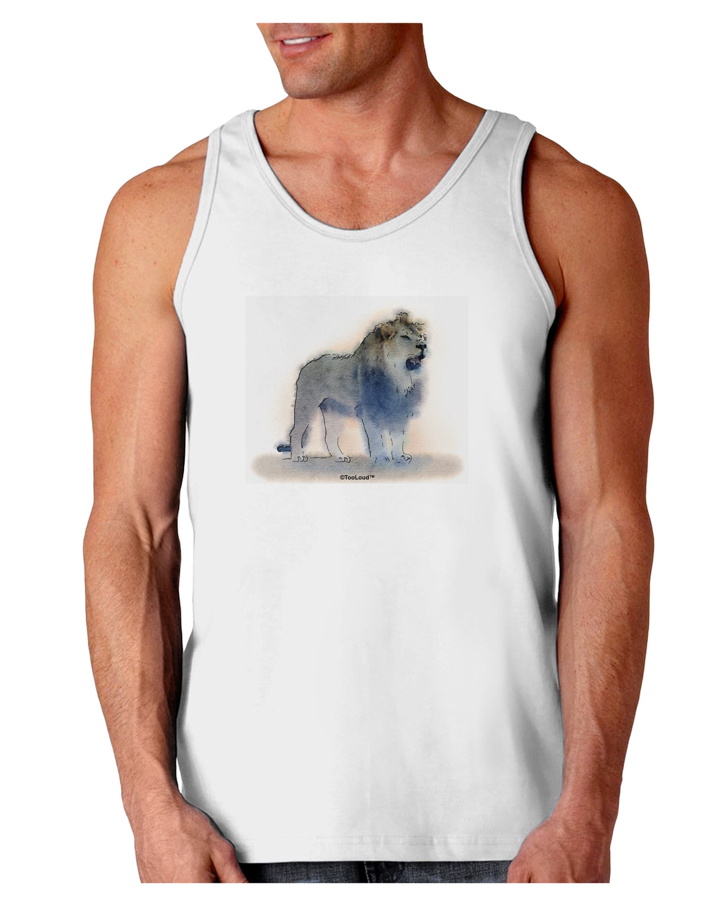 Lion Watercolor B Loose Tank Top-Loose Tank Top-TooLoud-White-Small-Davson Sales