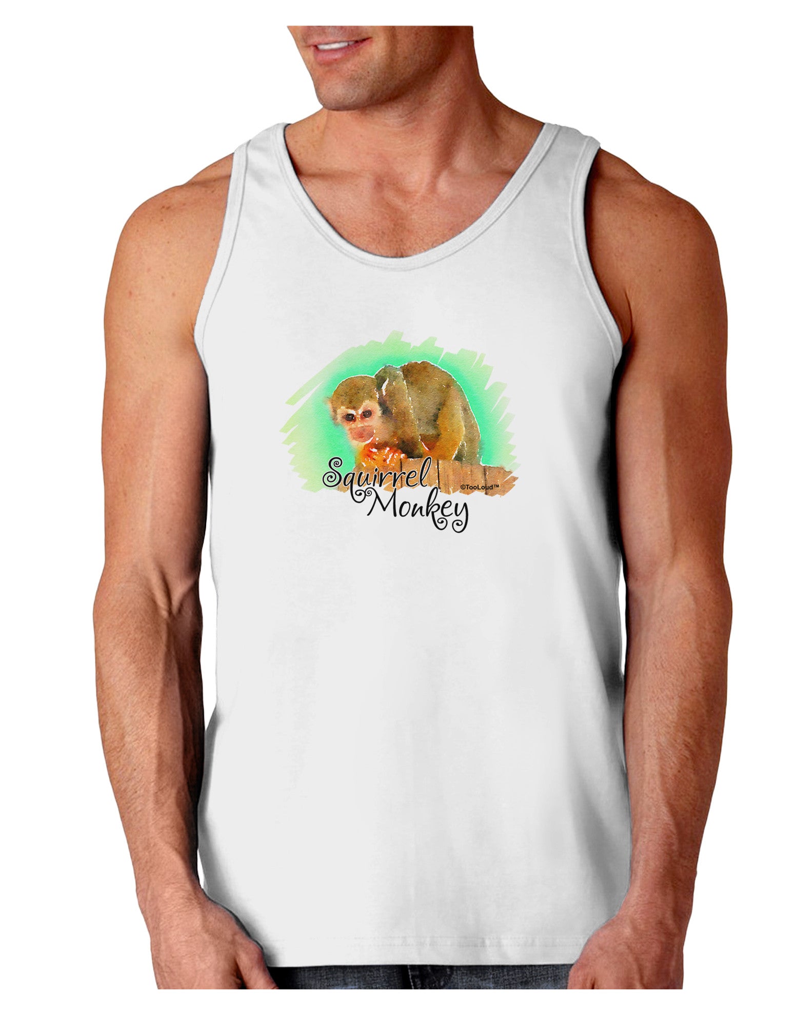Squirrel Monkey Watercolor Text Loose Tank Top-Loose Tank Top-TooLoud-White-Small-Davson Sales