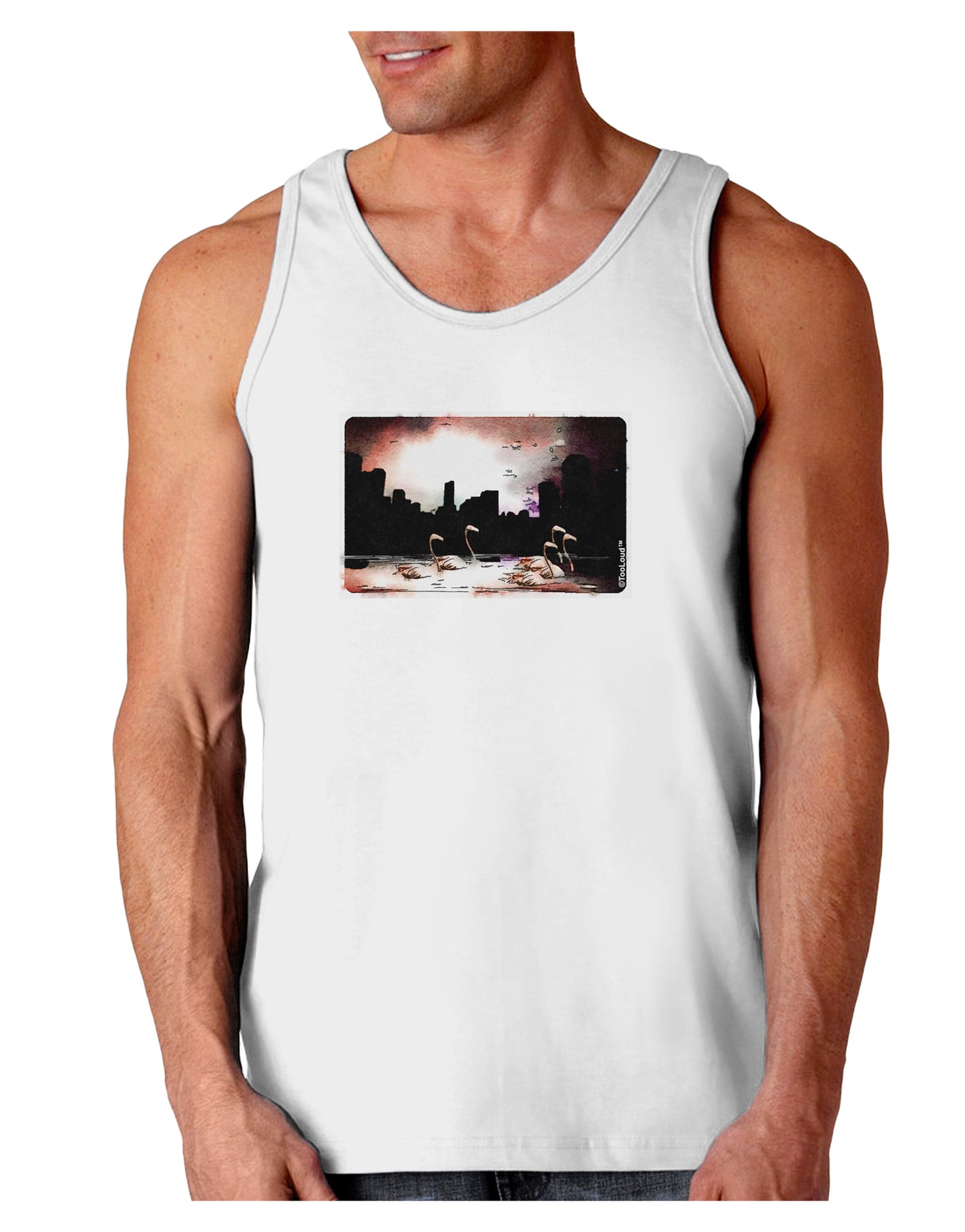 Nighttime Flamingos Loose Tank Top-Loose Tank Top-TooLoud-White-Small-Davson Sales