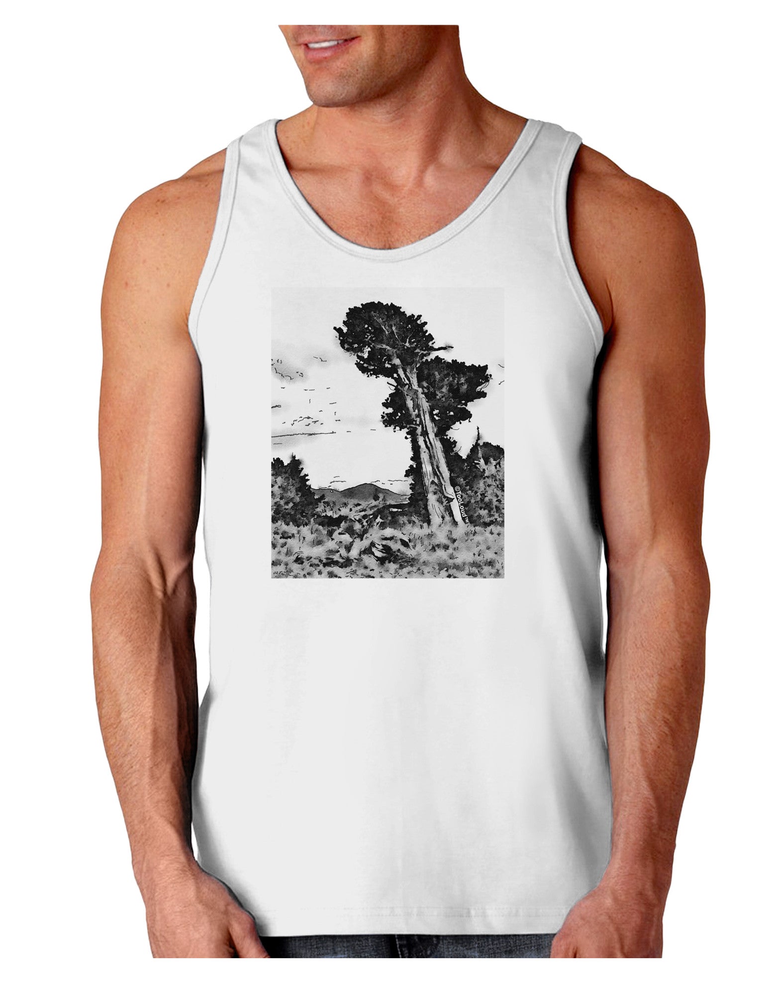 Colorado Landscape Watercolor BW Loose Tank Top-Loose Tank Top-TooLoud-White-Small-Davson Sales