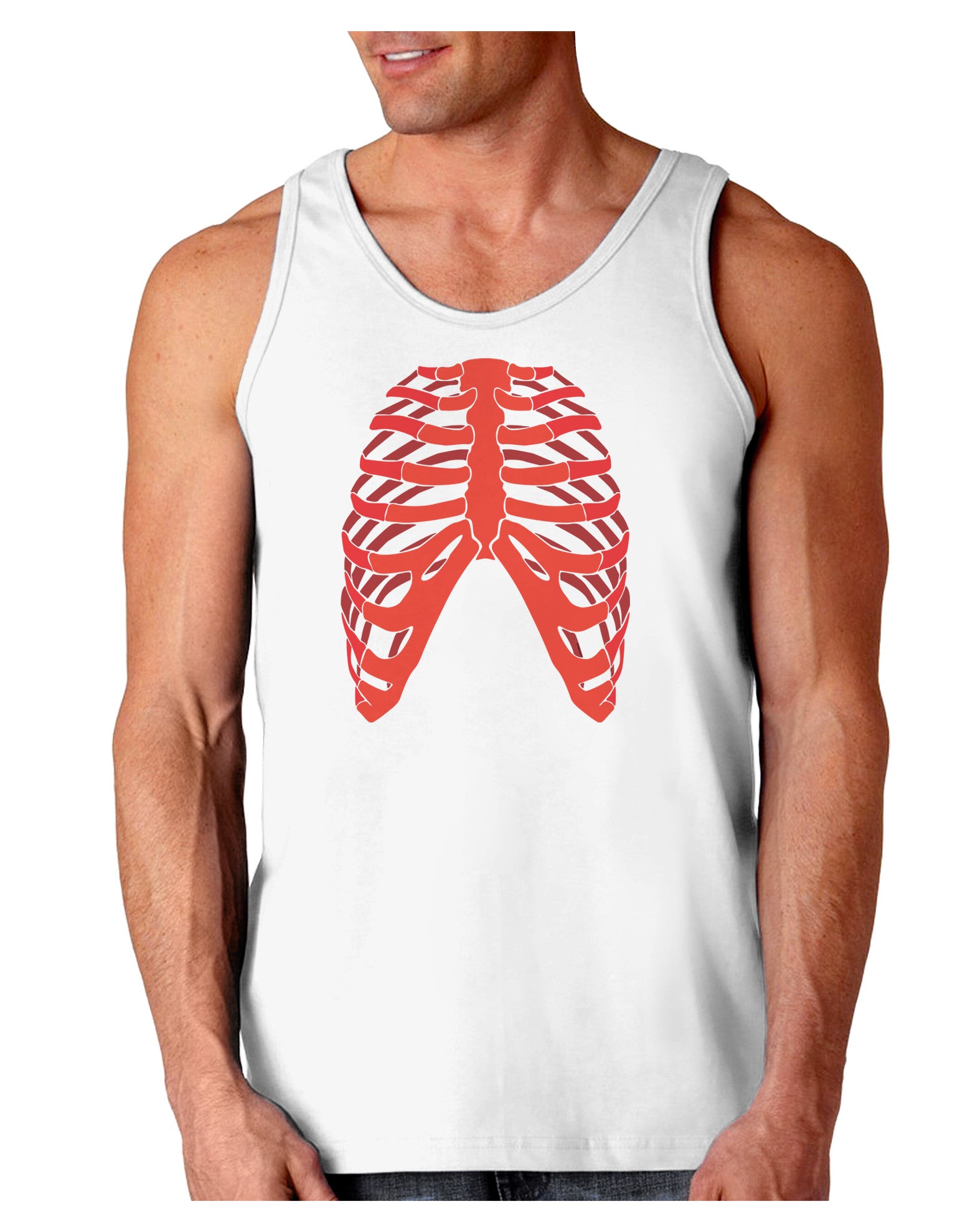 Human Red Skeleton Bones Ribcage Loose Tank Top-Loose Tank Top-TooLoud-White-Small-Davson Sales