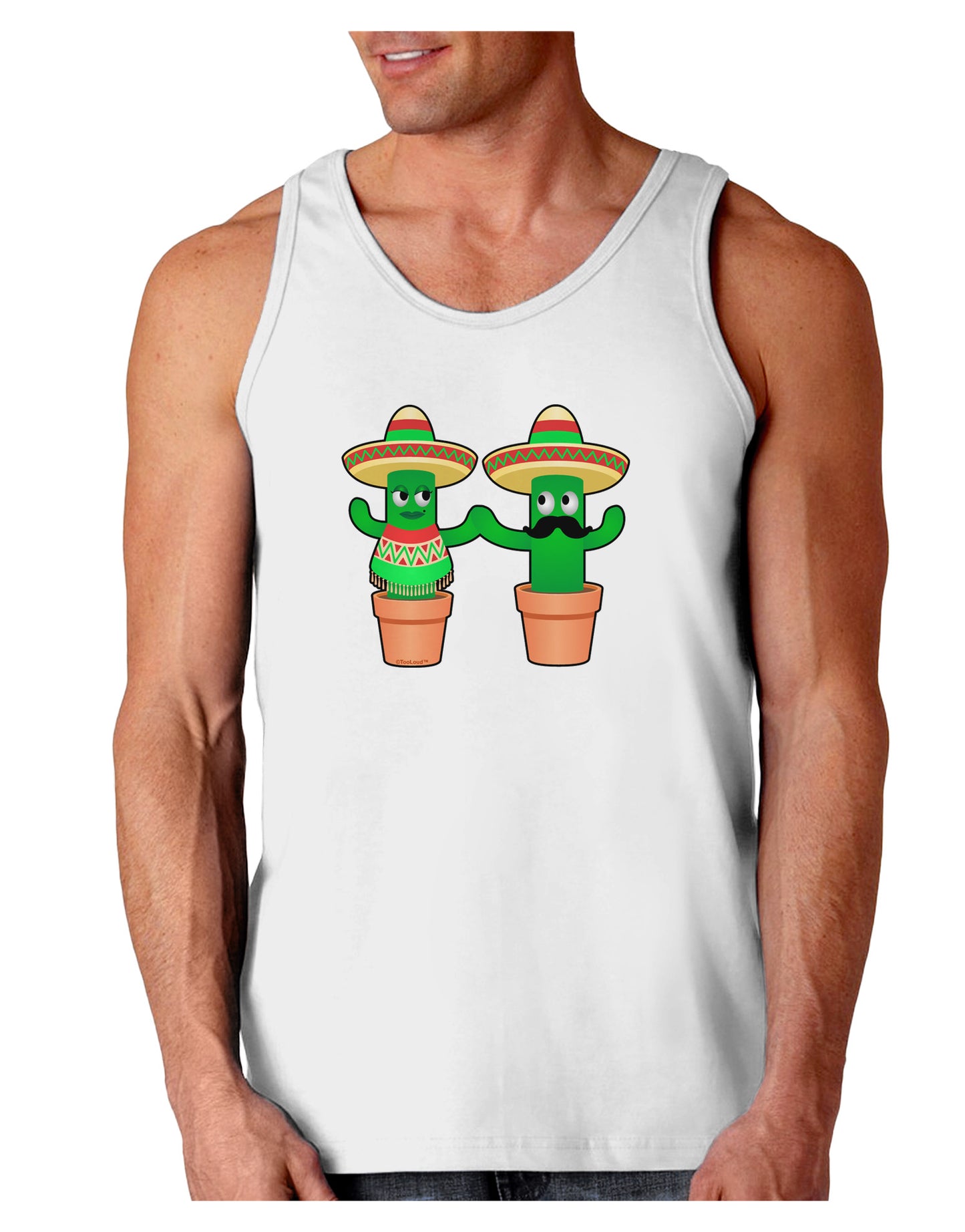 Fiesta Cactus Couple Loose Tank Top-Loose Tank Top-TooLoud-White-Small-Davson Sales