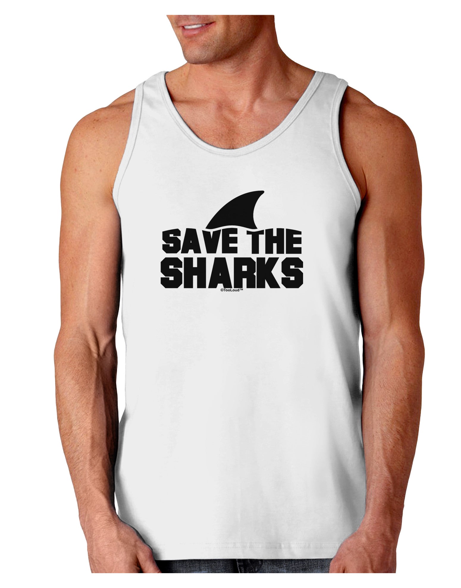 Save The Sharks - Fin Loose Tank Top-Loose Tank Top-TooLoud-White-Small-Davson Sales