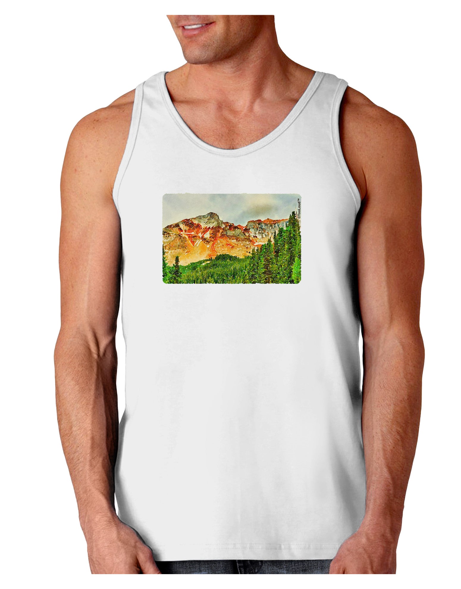 Colorado Forrest Watercolor Loose Tank Top-Loose Tank Top-TooLoud-White-Small-Davson Sales