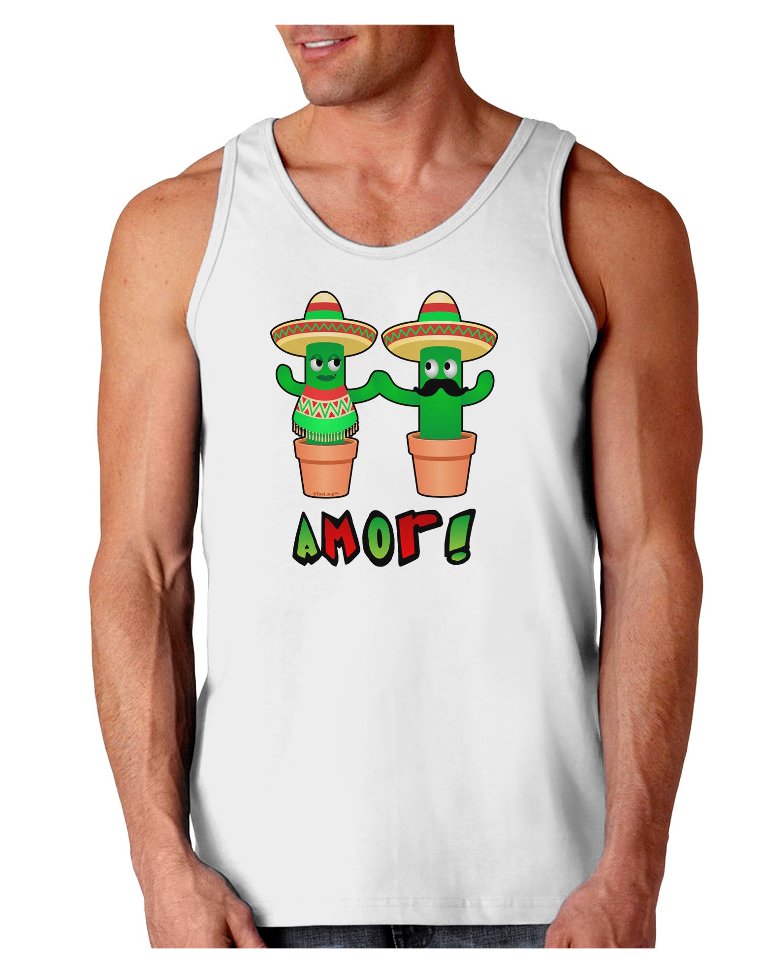 Fiesta Cactus Couple Amor Loose Tank Top-Loose Tank Top-TooLoud-White-Small-Davson Sales
