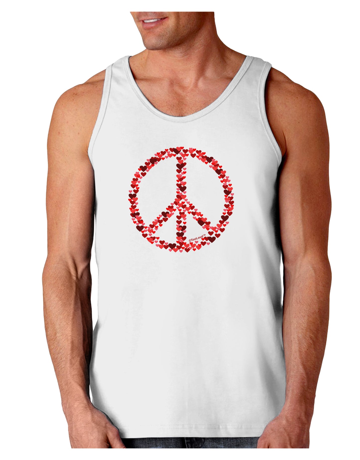 Peace Sign Hearts Red Loose Tank Top-Loose Tank Top-TooLoud-White-Small-Davson Sales