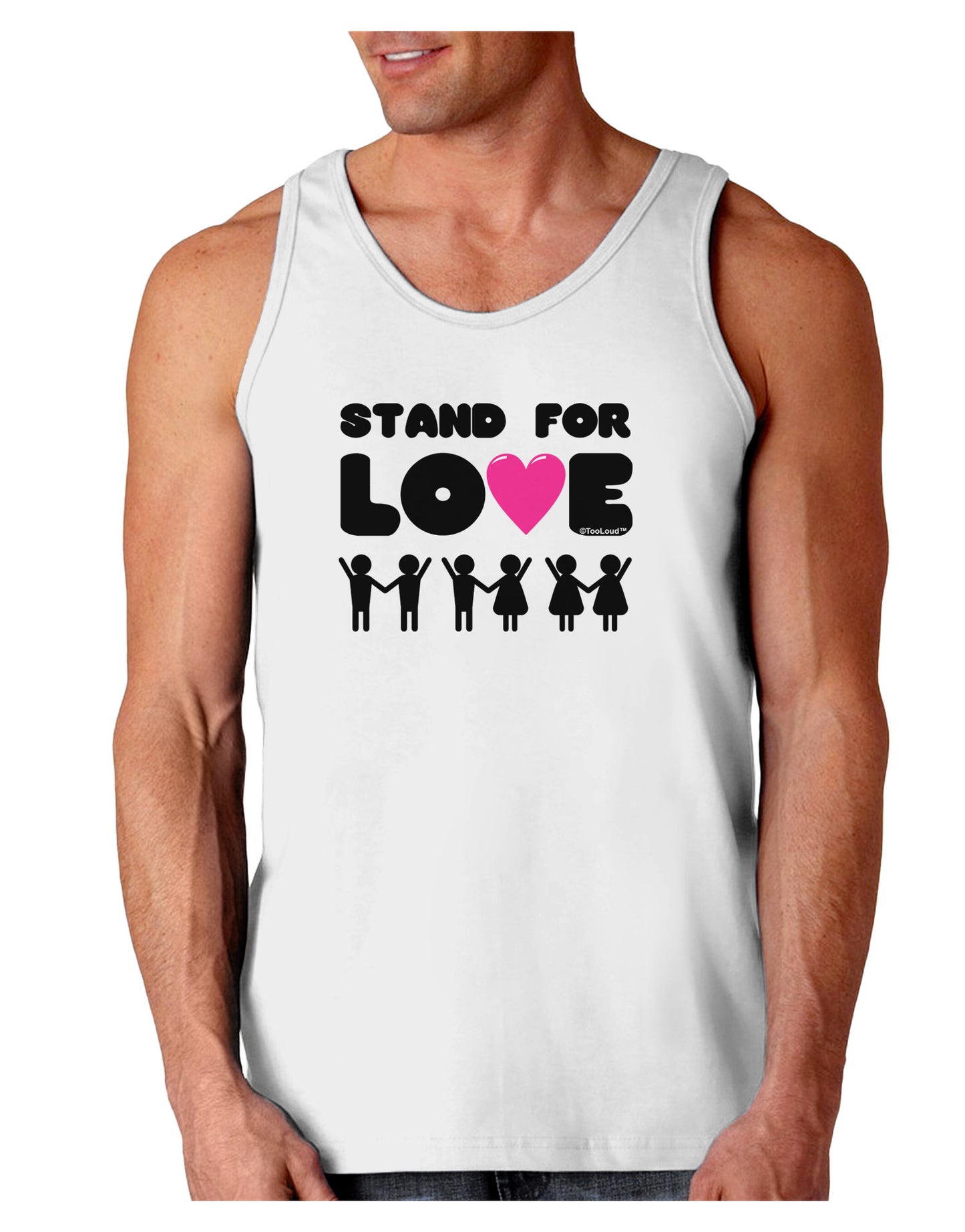 Stand For Love Pink Heart Loose Tank Top-Loose Tank Top-TooLoud-White-Small-Davson Sales