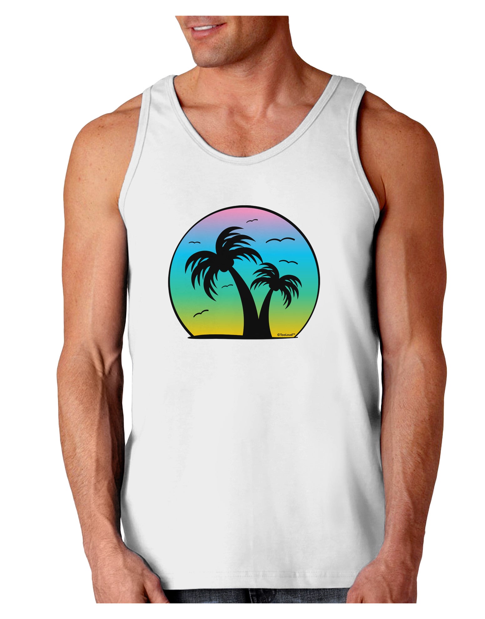 Palm Trees Silhouette - Beach Sunset Design Loose Tank Top-Loose Tank Top-TooLoud-White-Small-Davson Sales
