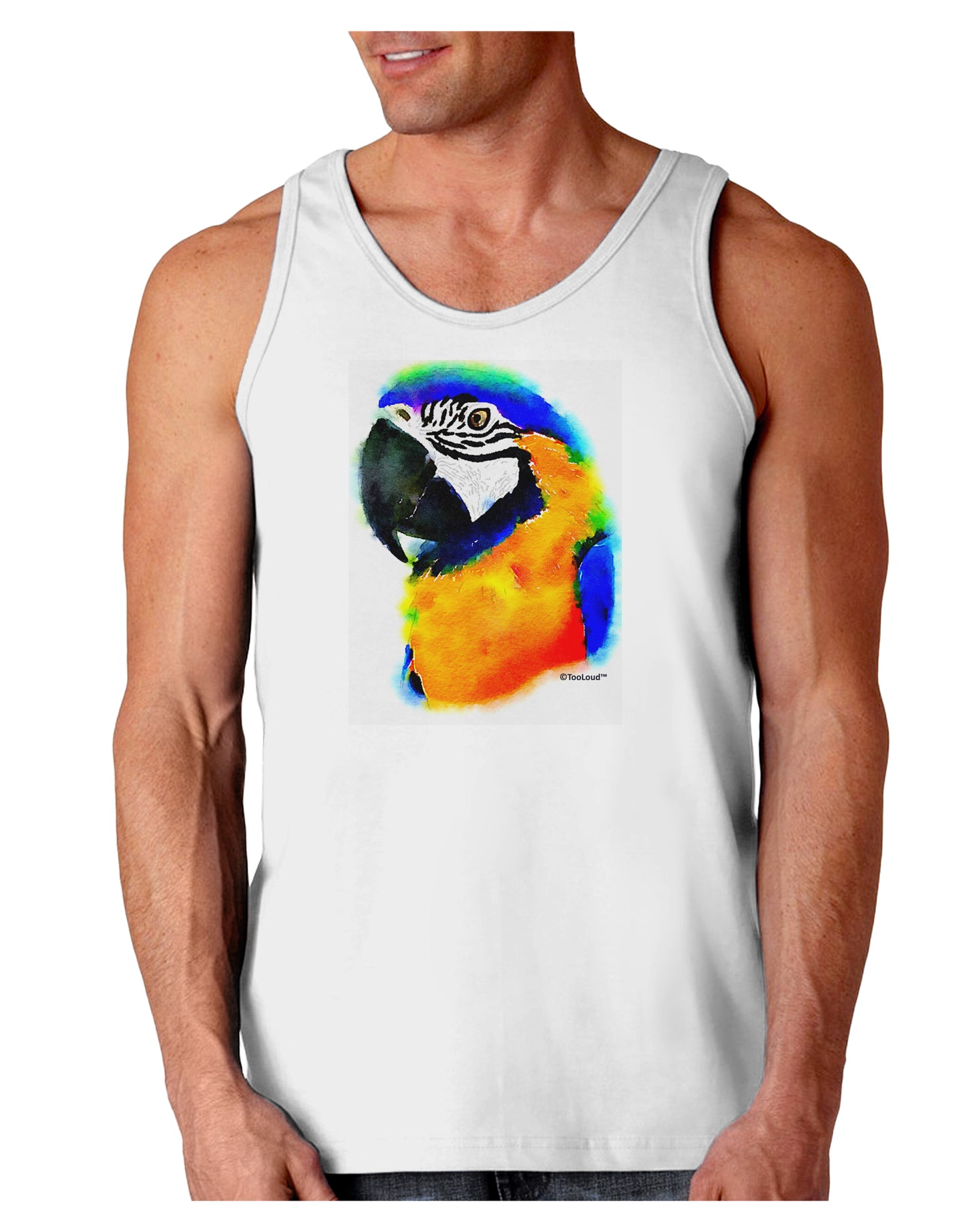 Brightly Colored Parrot Watercolor Loose Tank Top-Loose Tank Top-TooLoud-White-Small-Davson Sales