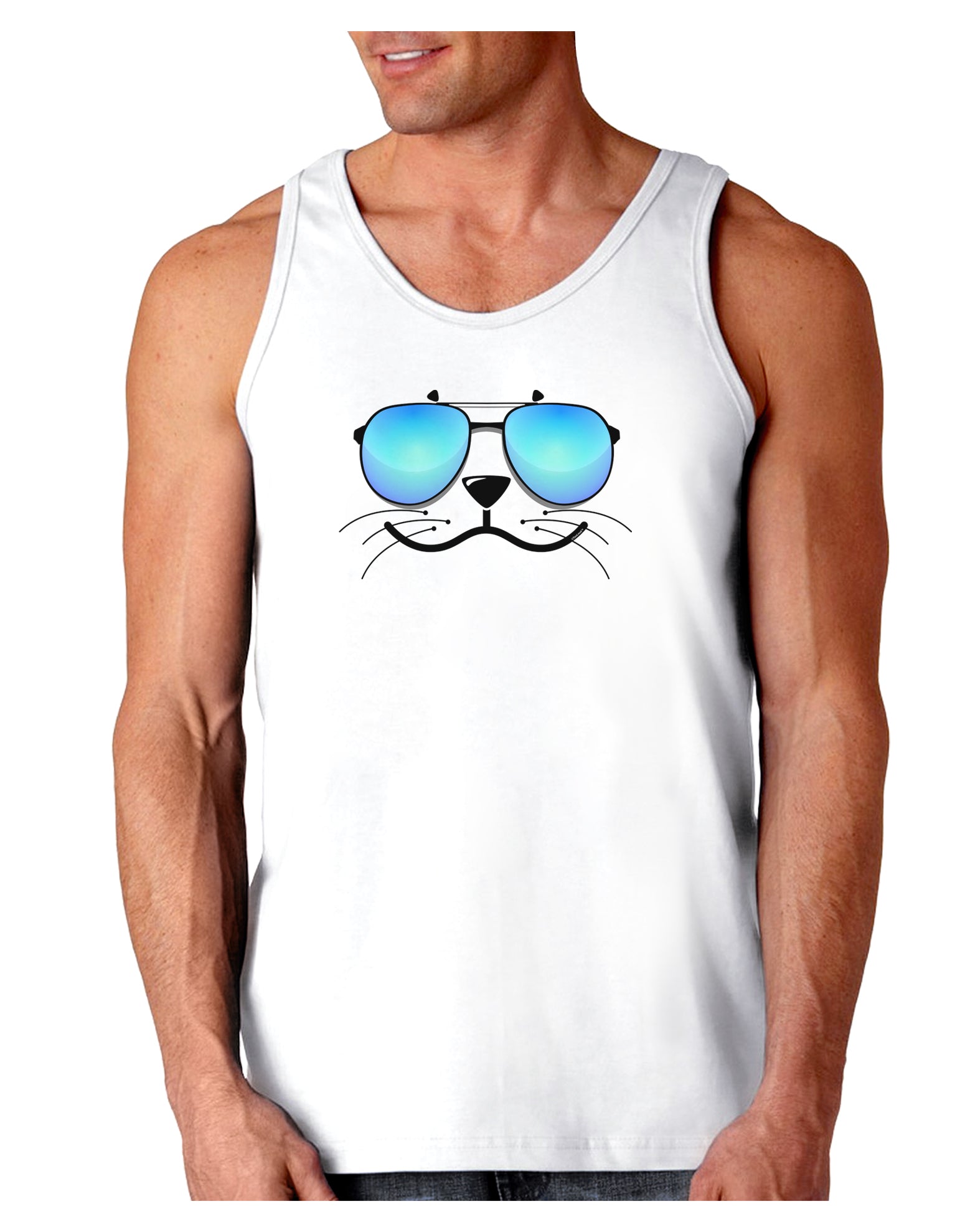 Kyu-T Face - Sealie Cool Sunglasses Loose Tank Top-Loose Tank Top-TooLoud-White-Small-Davson Sales
