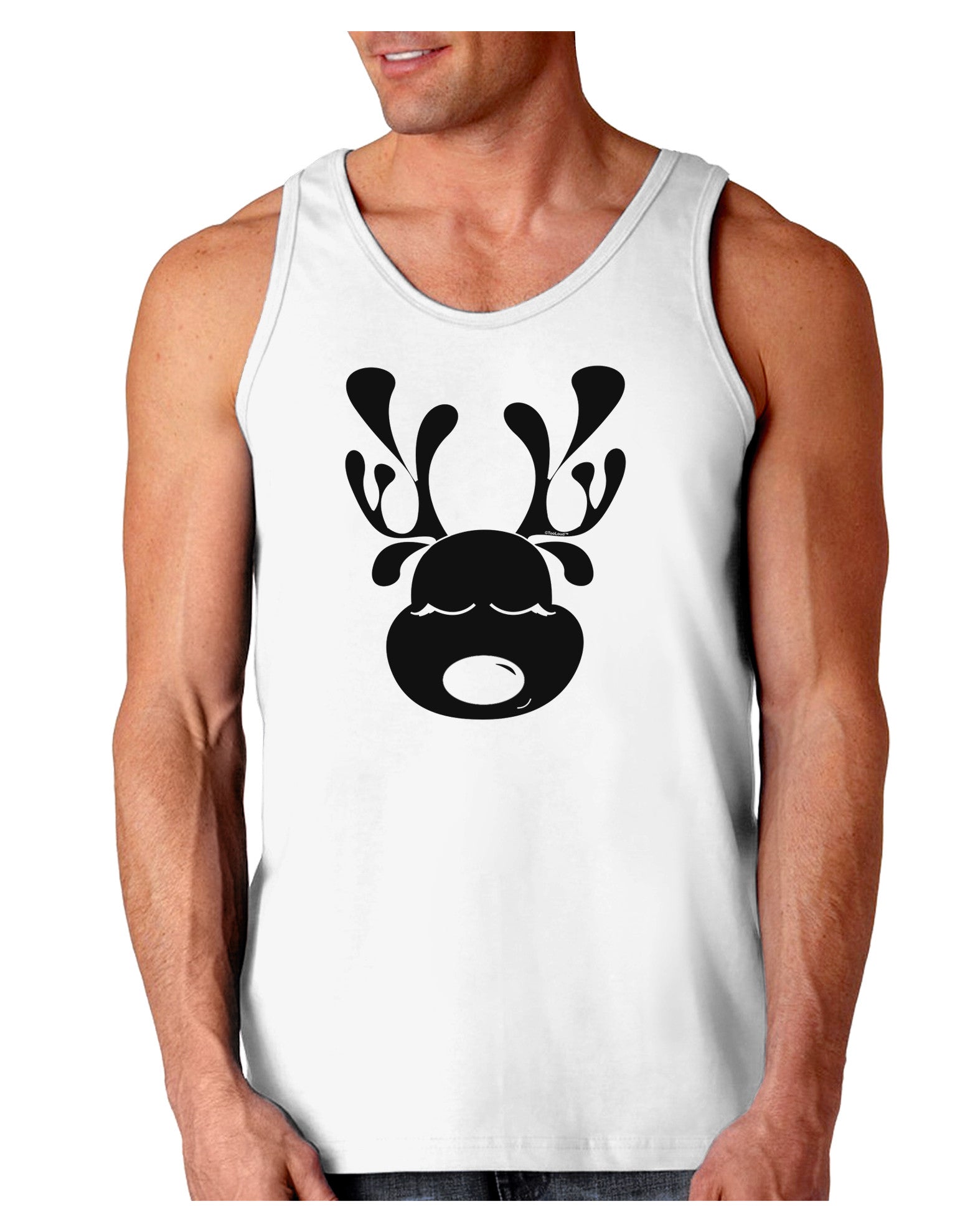 Cute Black Reindeer Face Christmas Loose Tank Top-Loose Tank Top-TooLoud-White-Small-Davson Sales