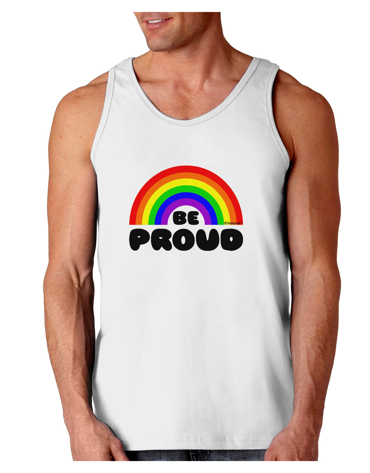 TooLoud Rainbow - Be Proud Gay Pride Loose Tank Top-Loose Tank Top-TooLoud-White-Small-Davson Sales