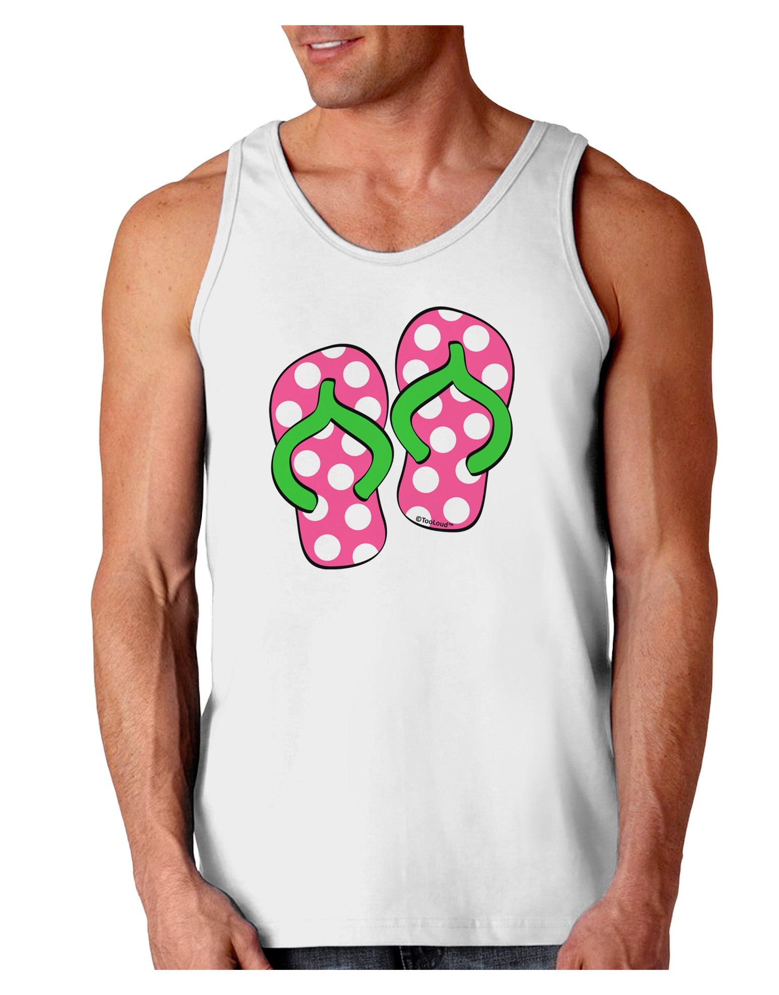 Cute Polka Dot Flip Flops - Pink and Green Loose Tank Top-Loose Tank Top-TooLoud-White-Small-Davson Sales