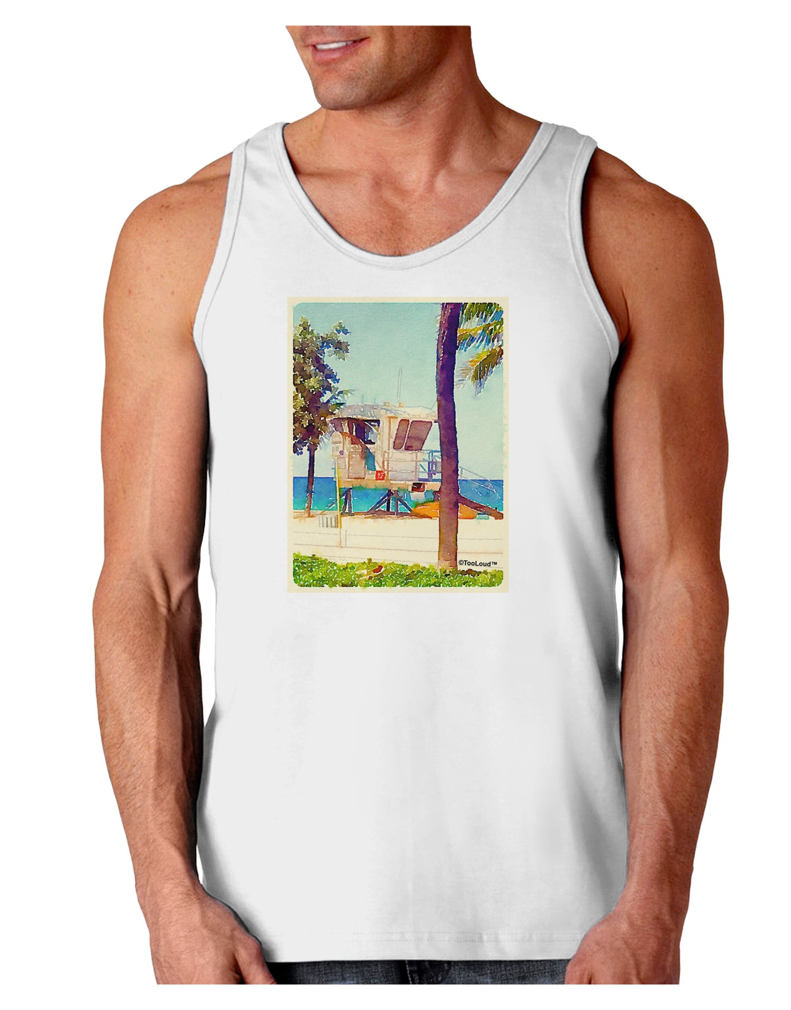 Lifeguard Station Watercolor Loose Tank Top-Loose Tank Top-TooLoud-White-Small-Davson Sales