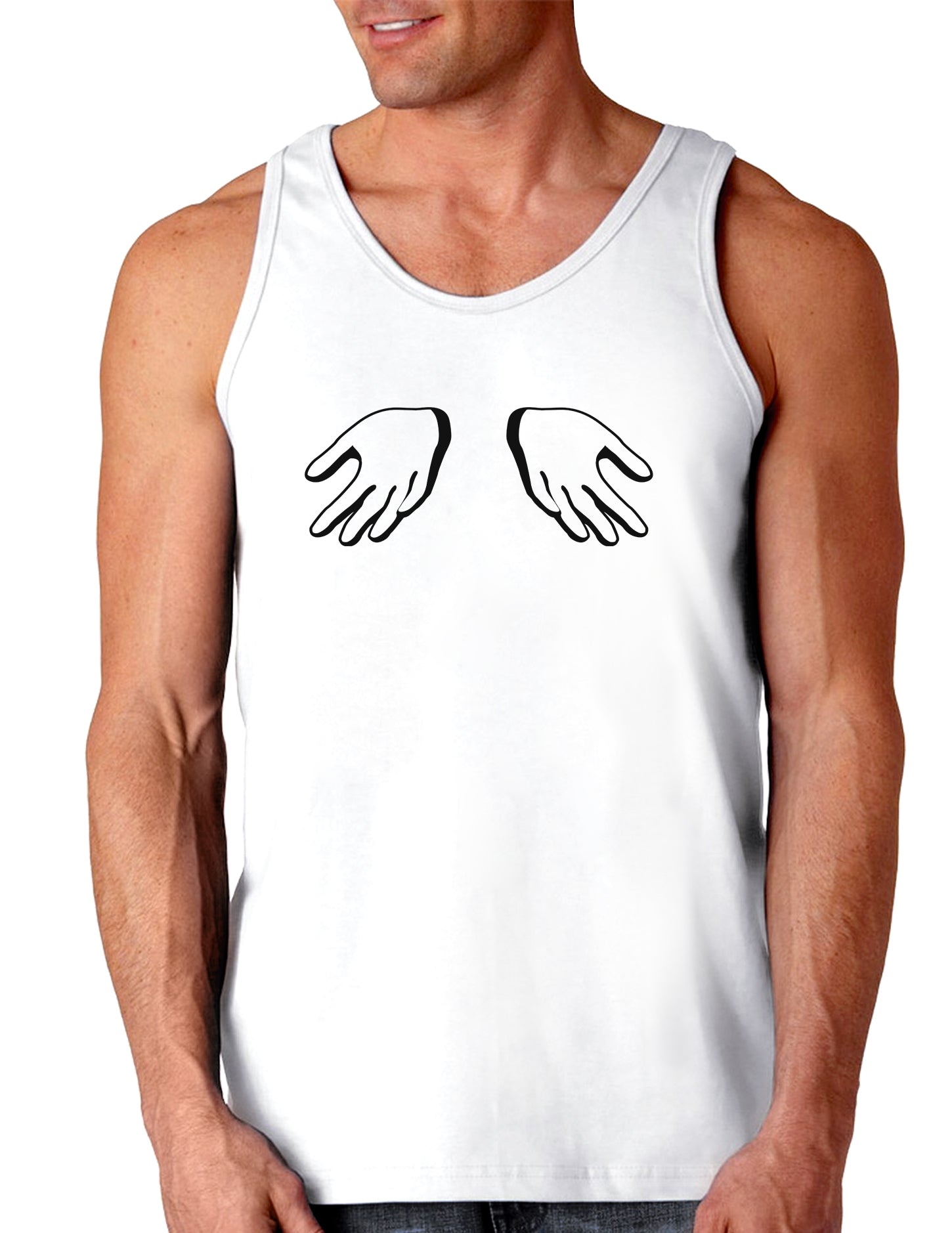 Shrugging Hands Loose Tank Top-Loose Tank Top-TooLoud-White-Small-Davson Sales