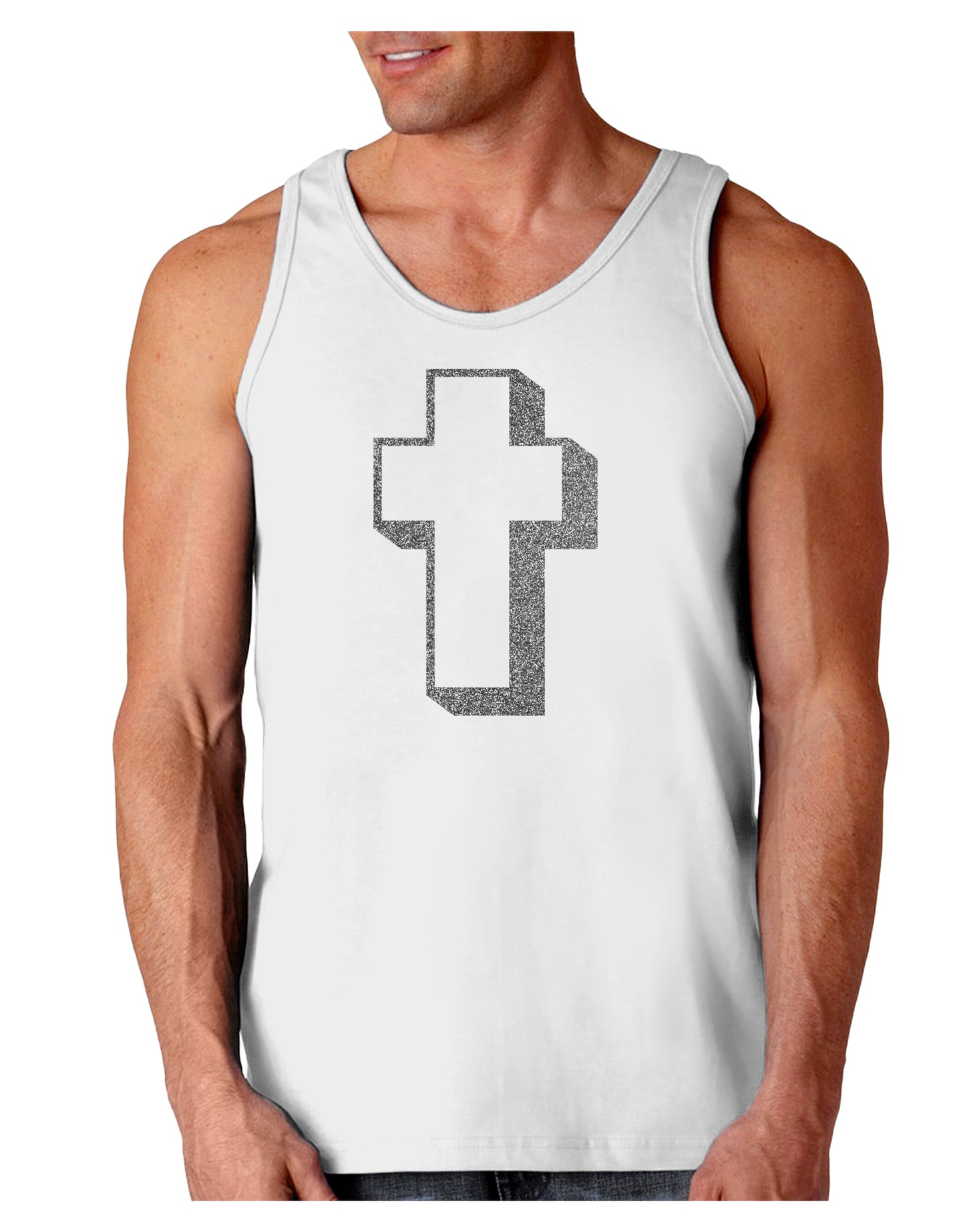 Simple Cross Design Glitter - Silver Loose Tank Top by TooLoud-Loose Tank Top-TooLoud-White-Small-Davson Sales
