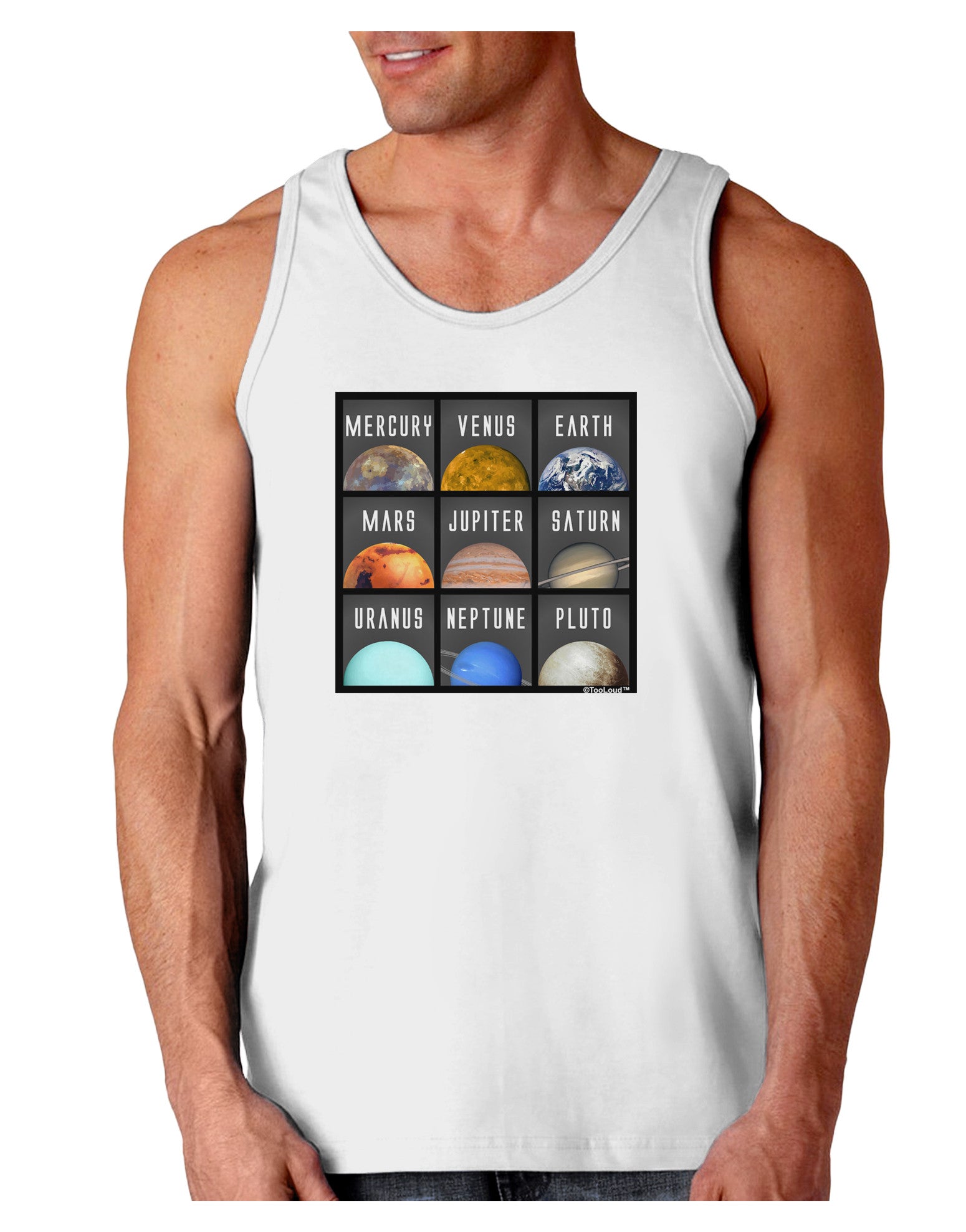 Solar System Squares Loose Tank Top-Loose Tank Top-TooLoud-White-Small-Davson Sales