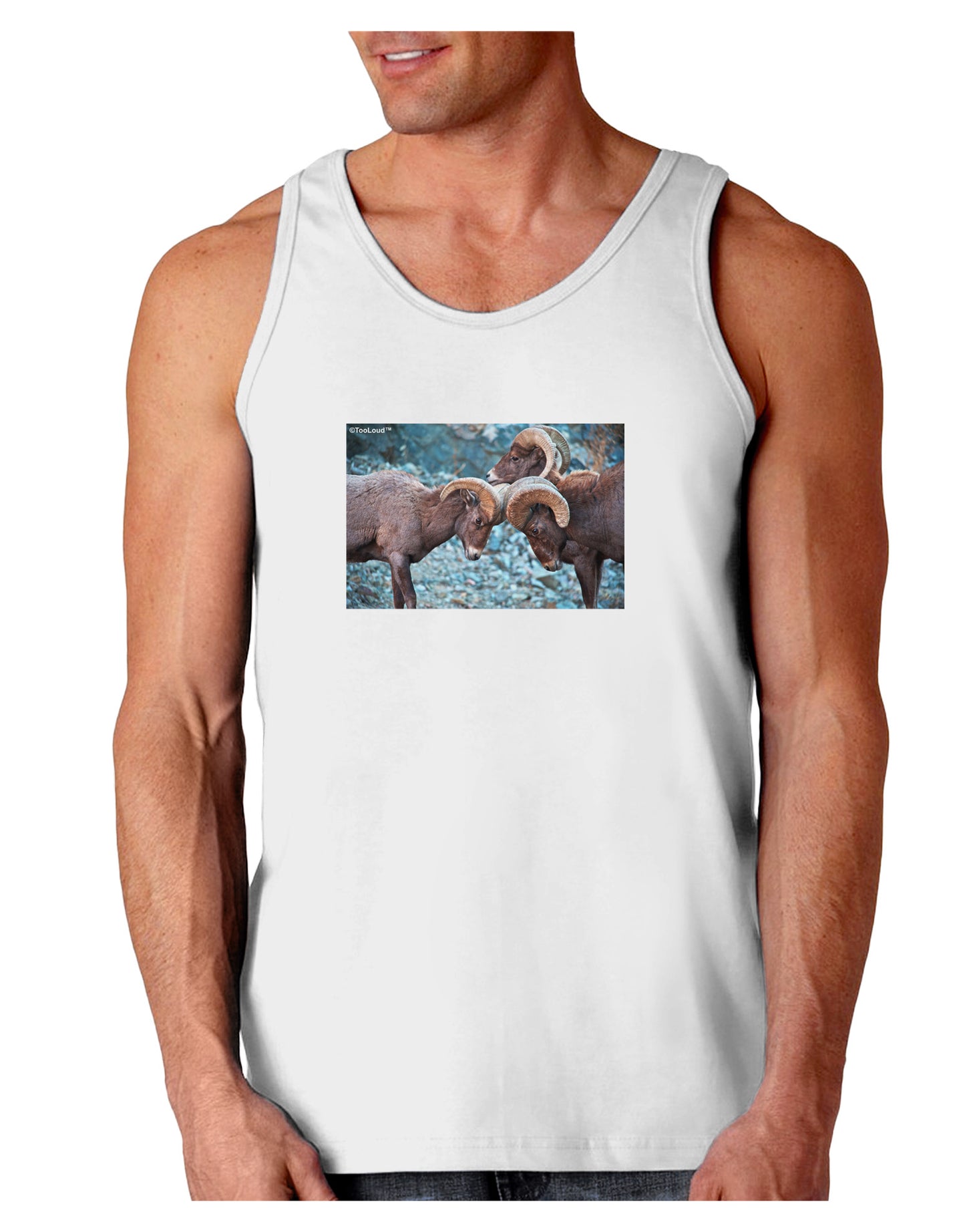 CO Bighorn Head Butt Loose Tank Top-Loose Tank Top-TooLoud-White-Small-Davson Sales