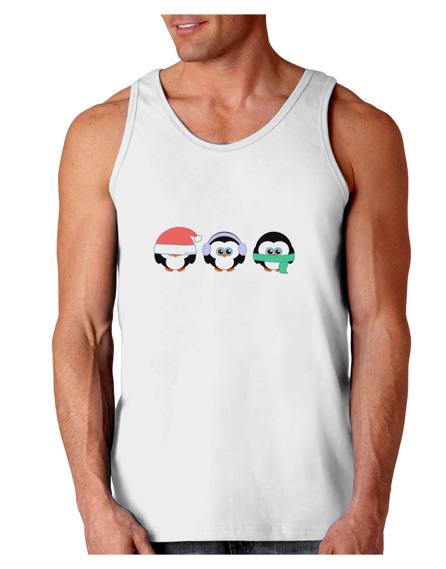 Christmas Penguins See No Evil Hear No Evil Speak No Evil Loose Tank Top-Loose Tank Top-TooLoud-White-Small-Davson Sales