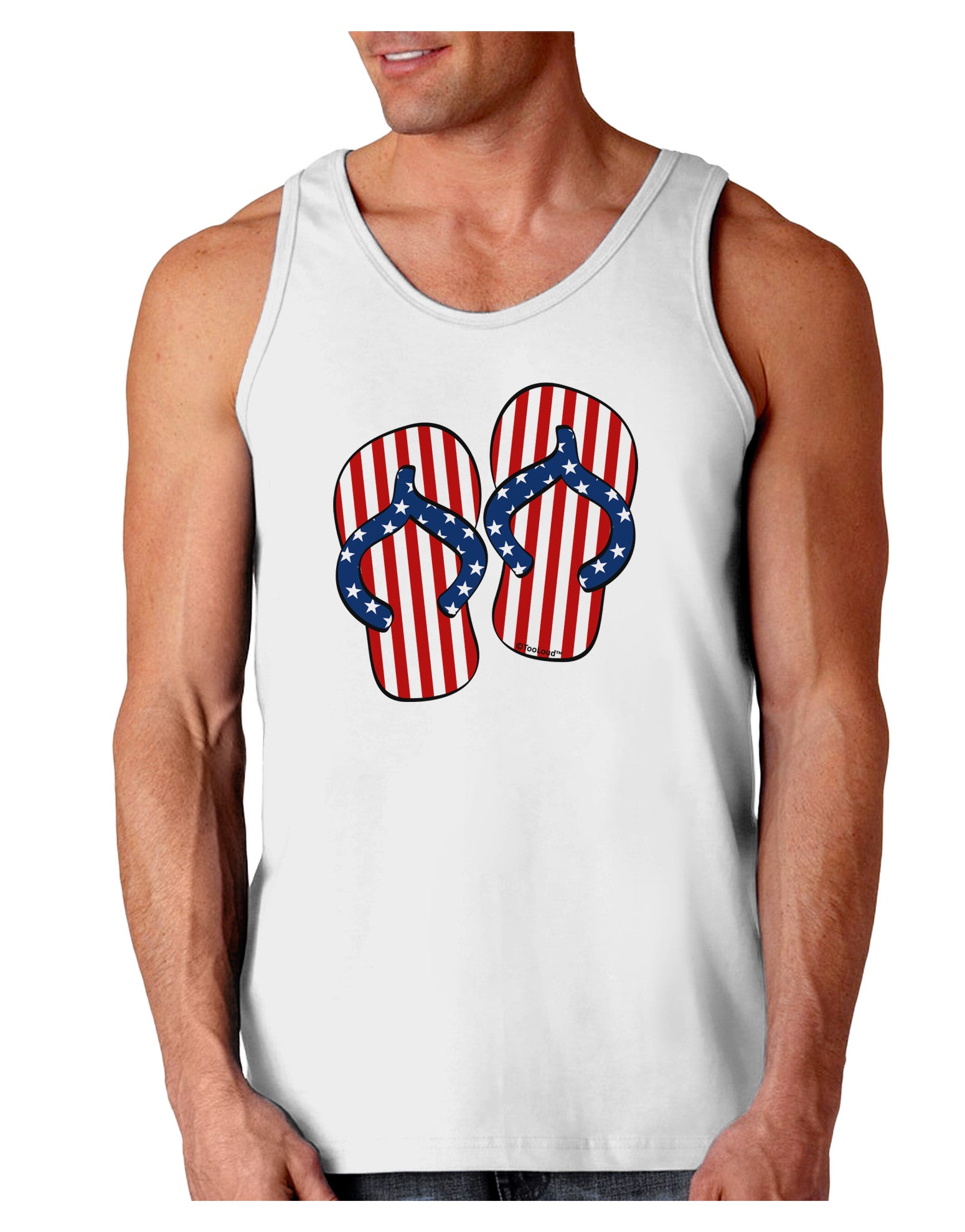 Stars and Stripes Flip Flops Loose Tank Top-Loose Tank Top-TooLoud-White-Small-Davson Sales
