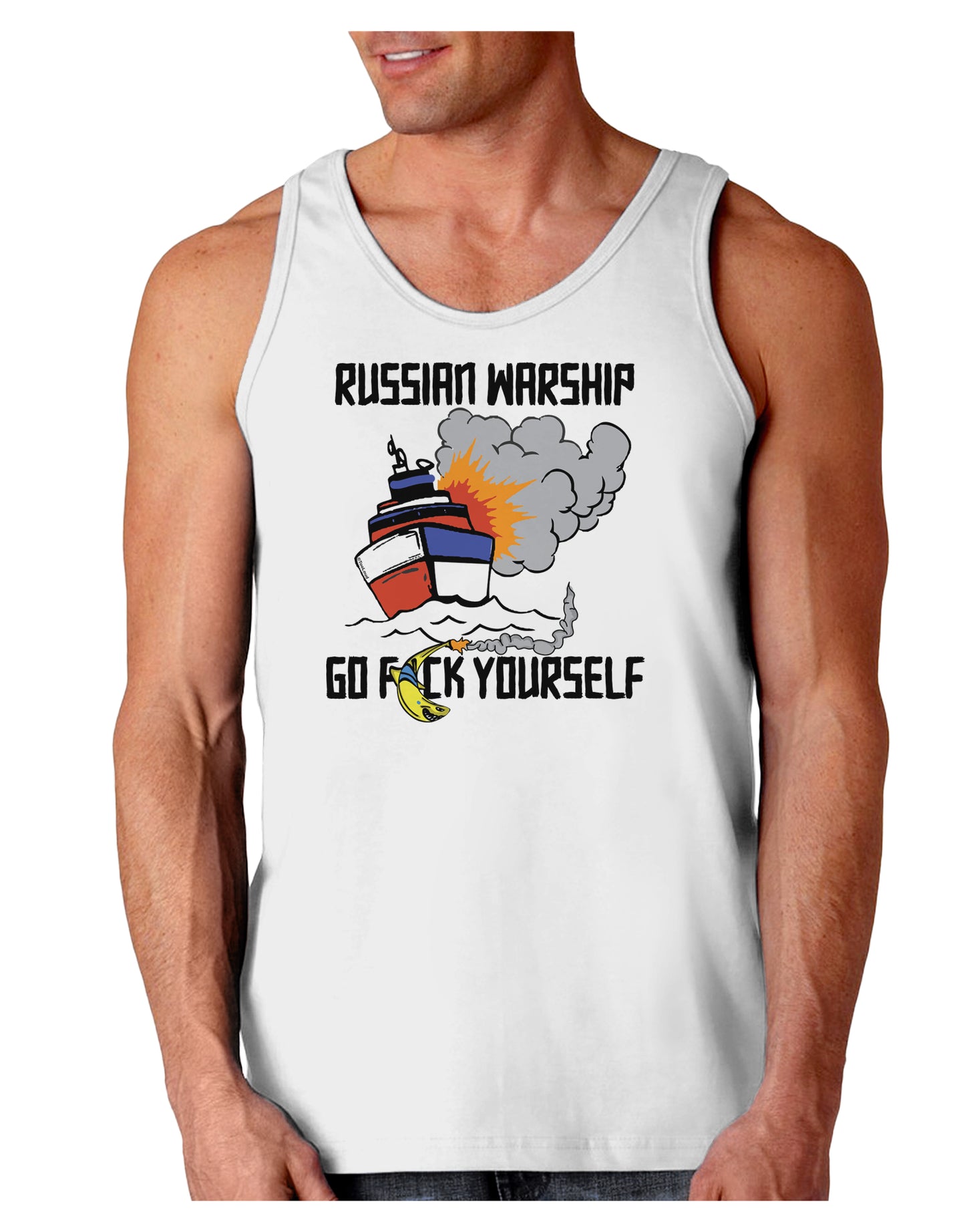 Russian Warship go F Yourself Loose Tank Top-Mens-LooseTanktops-TooLoud-White-Small-Davson Sales
