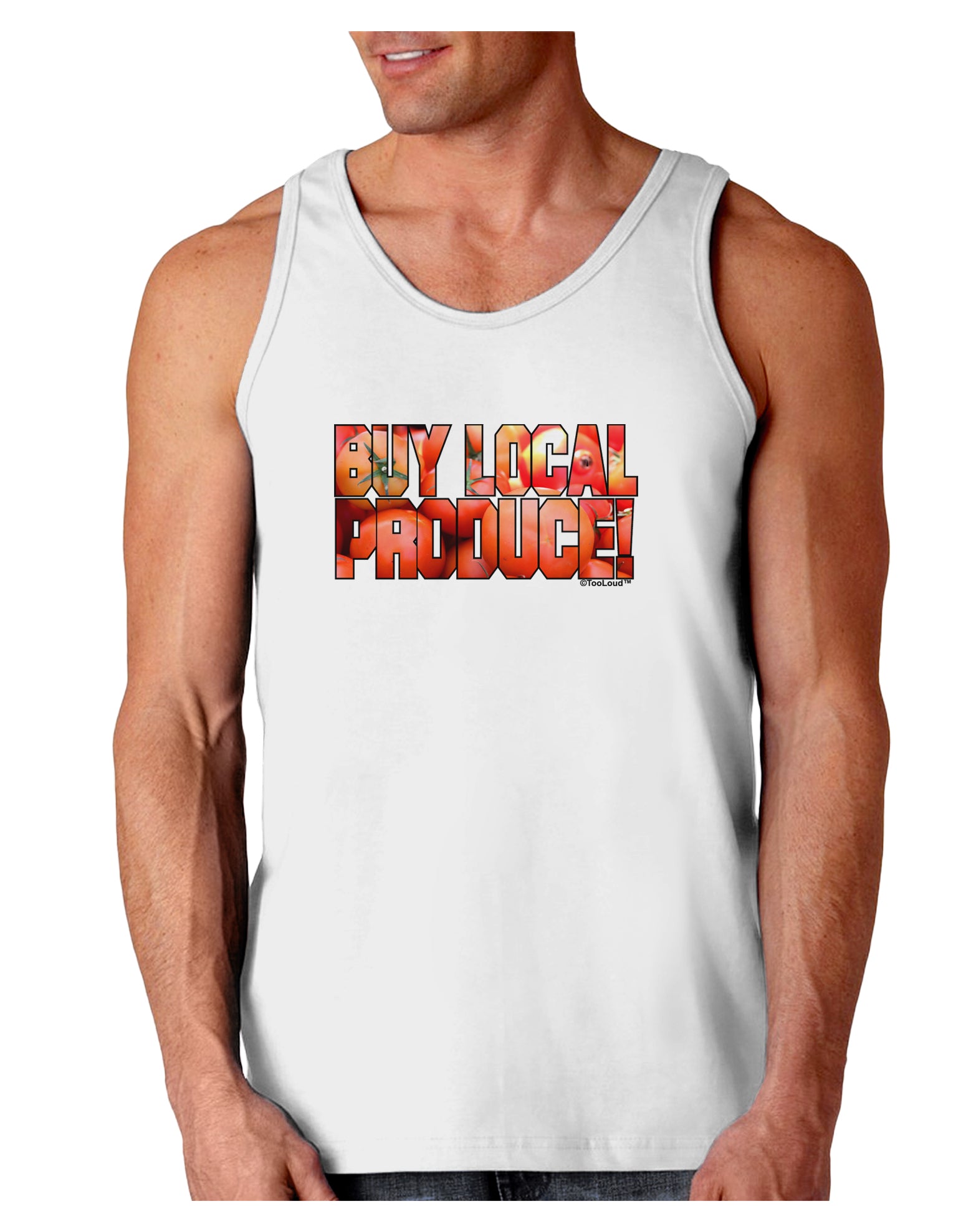 Buy Local Produce Tomatoes Text Loose Tank Top-Loose Tank Top-TooLoud-White-Small-Davson Sales