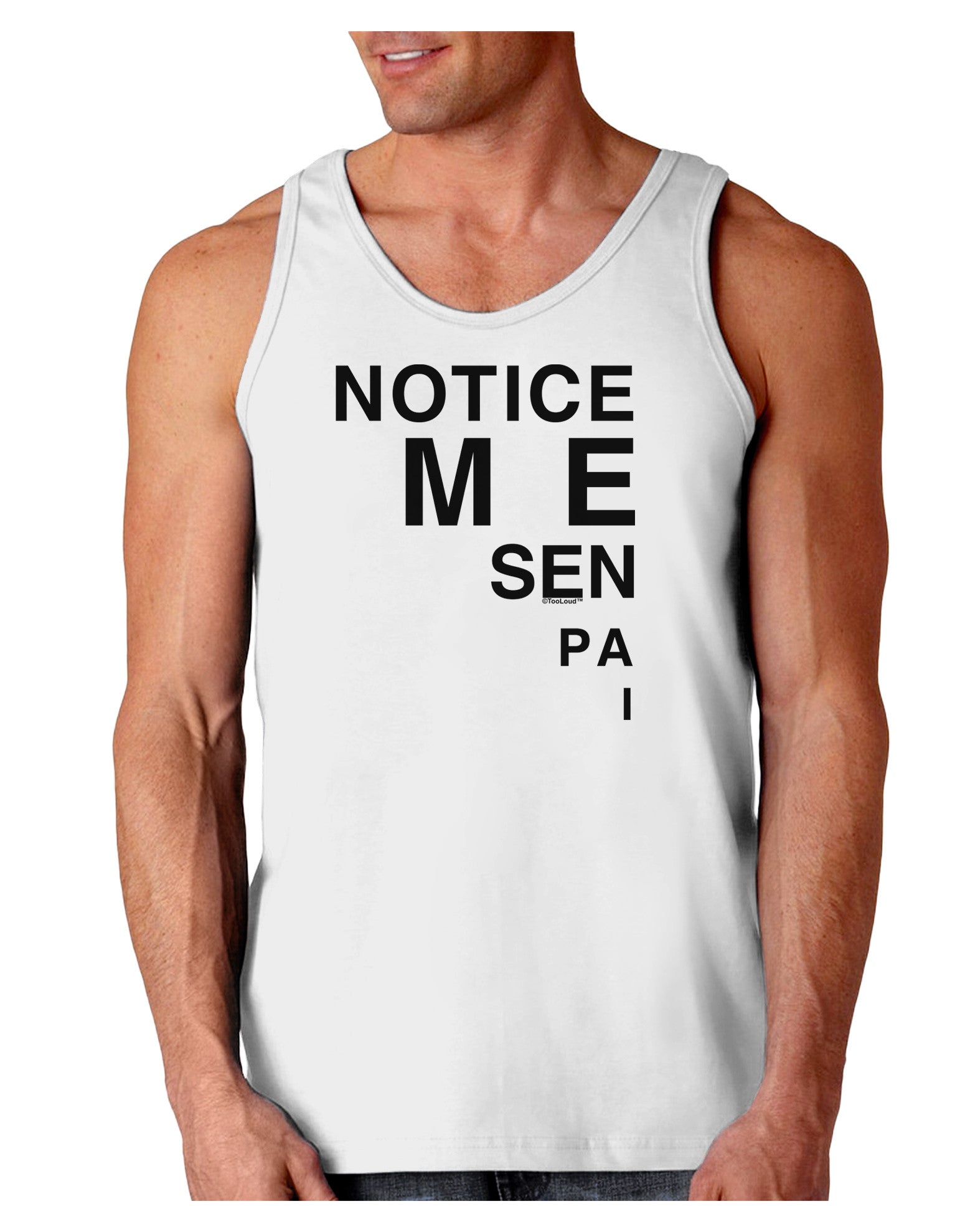 Notice Me Senpai Triangle Text Loose Tank Top-Loose Tank Top-TooLoud-White-Small-Davson Sales