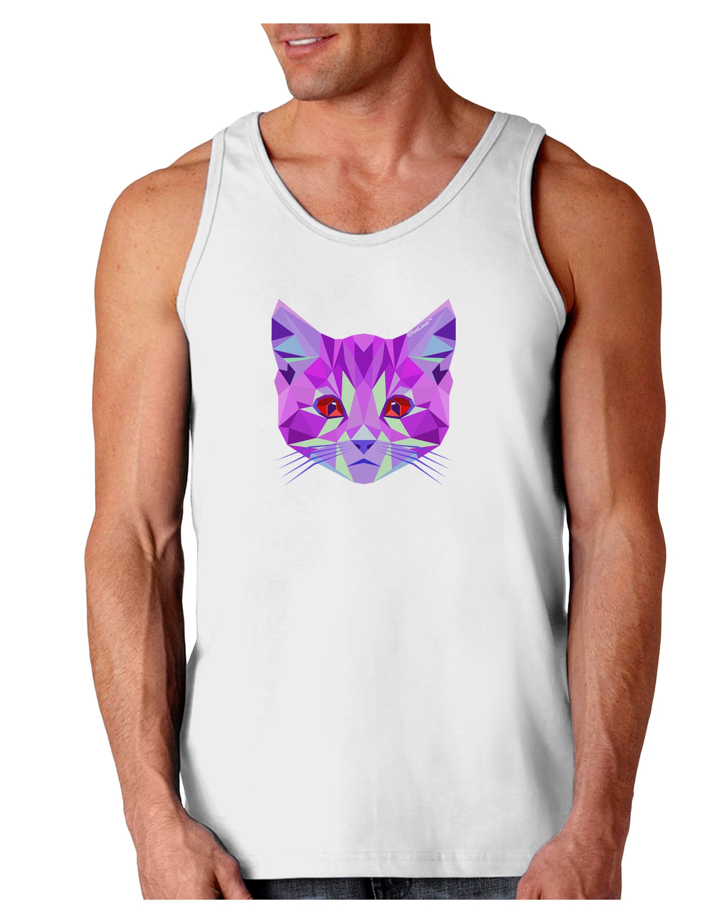 Geometric Kitty Purple Loose Tank Top-Loose Tank Top-TooLoud-White-Small-Davson Sales