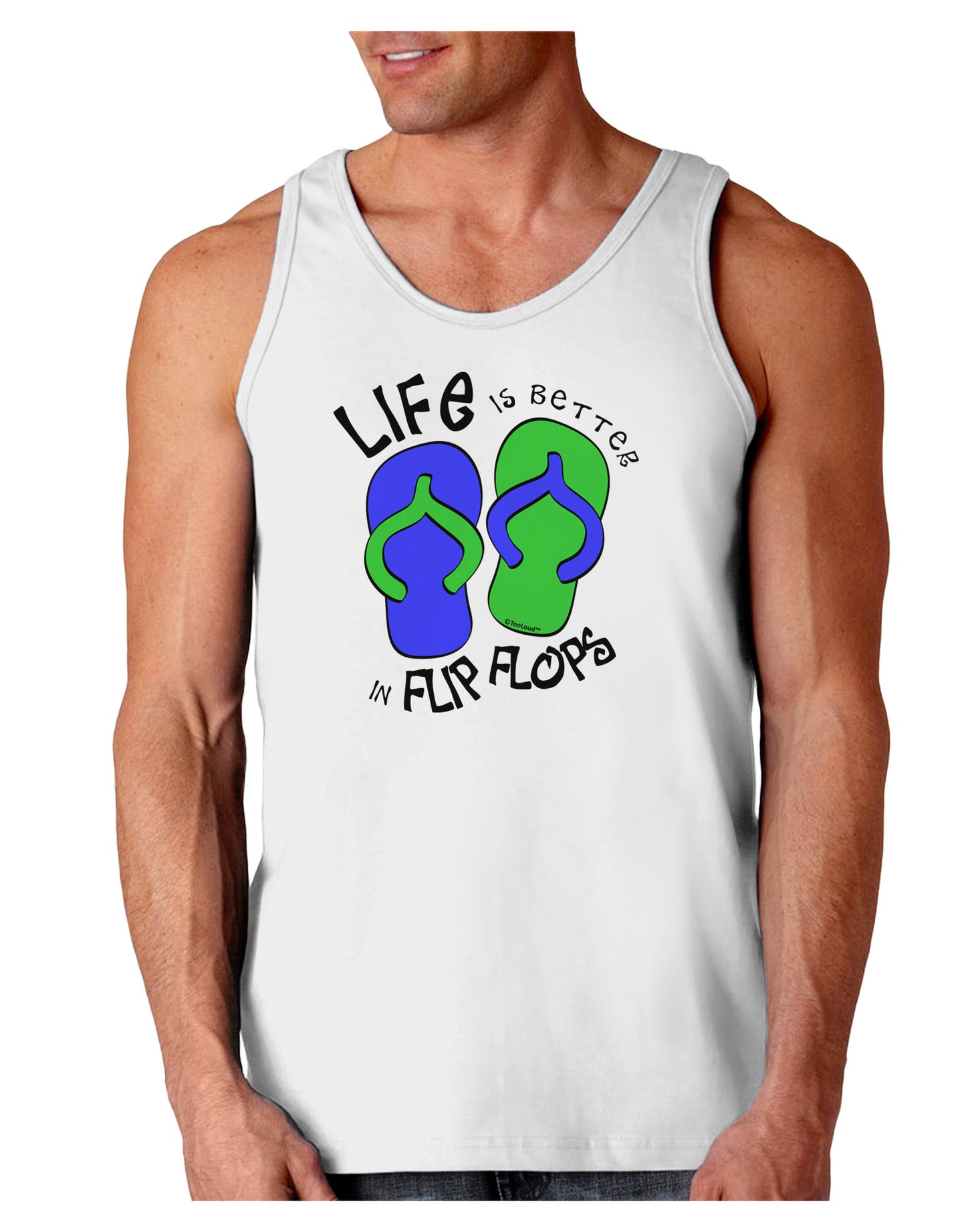 Life is Better in Flip Flops - Blue and Green Loose Tank Top-Loose Tank Top-TooLoud-White-Small-Davson Sales