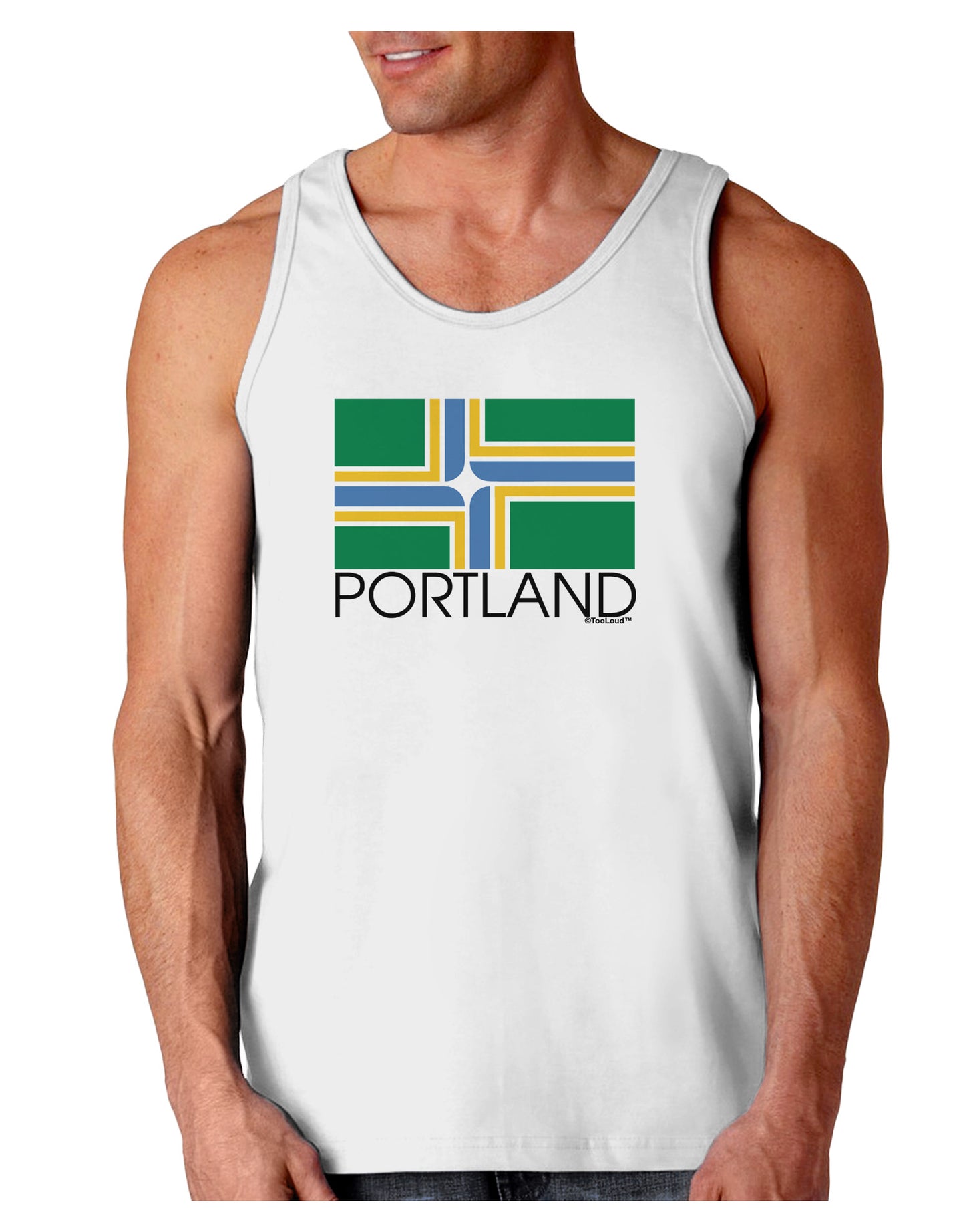 Portland Oregon Flag Text Loose Tank Top-Loose Tank Top-TooLoud-White-Small-Davson Sales