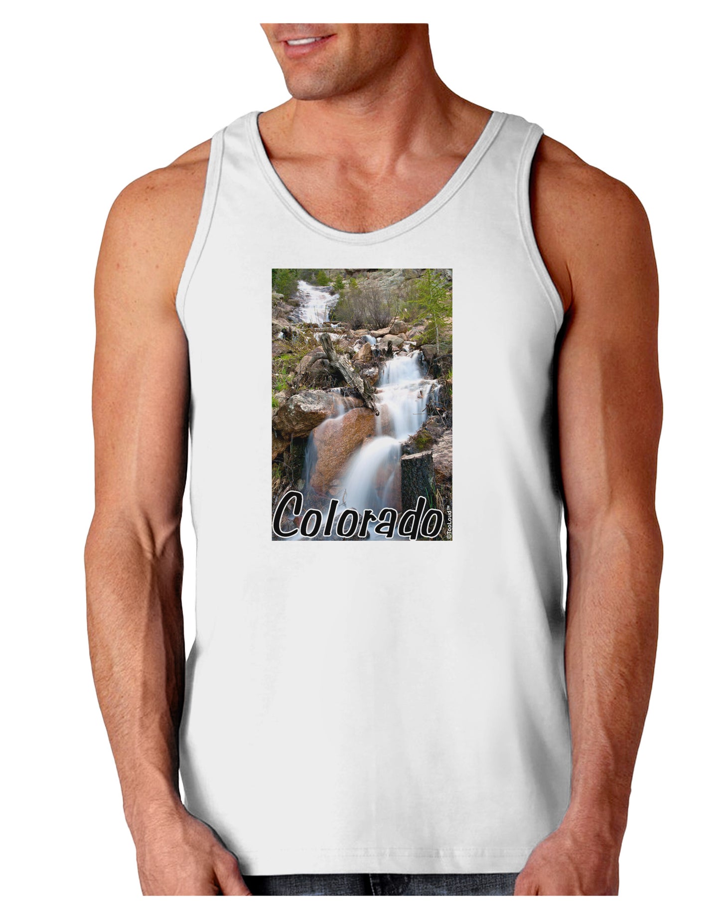 Colorado Waterfall Scene Text Loose Tank Top-Loose Tank Top-TooLoud-White-Small-Davson Sales