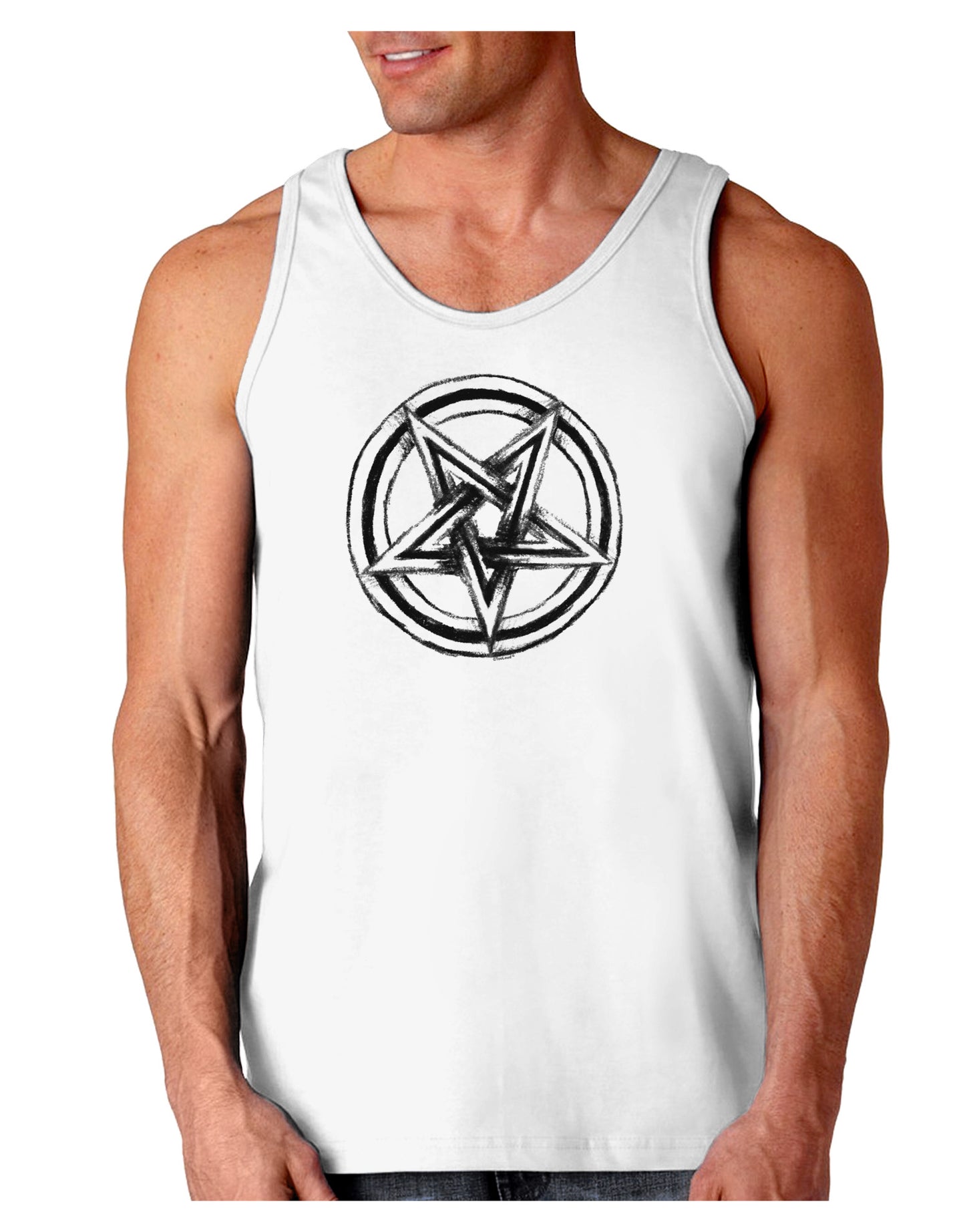 Inverted Pentagram Death Metal Star Loose Tank Top-Loose Tank Top-TooLoud-White-Small-Davson Sales
