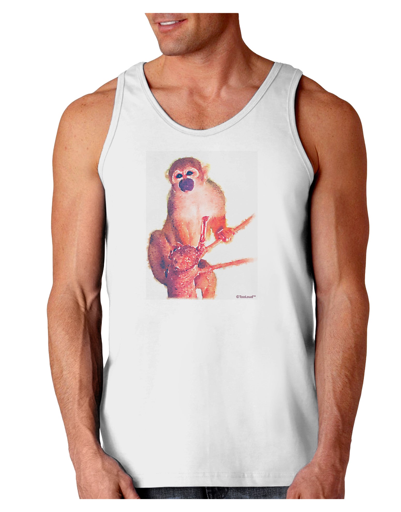 Monkey in Tree Watercolor Loose Tank Top-Loose Tank Top-TooLoud-White-Small-Davson Sales