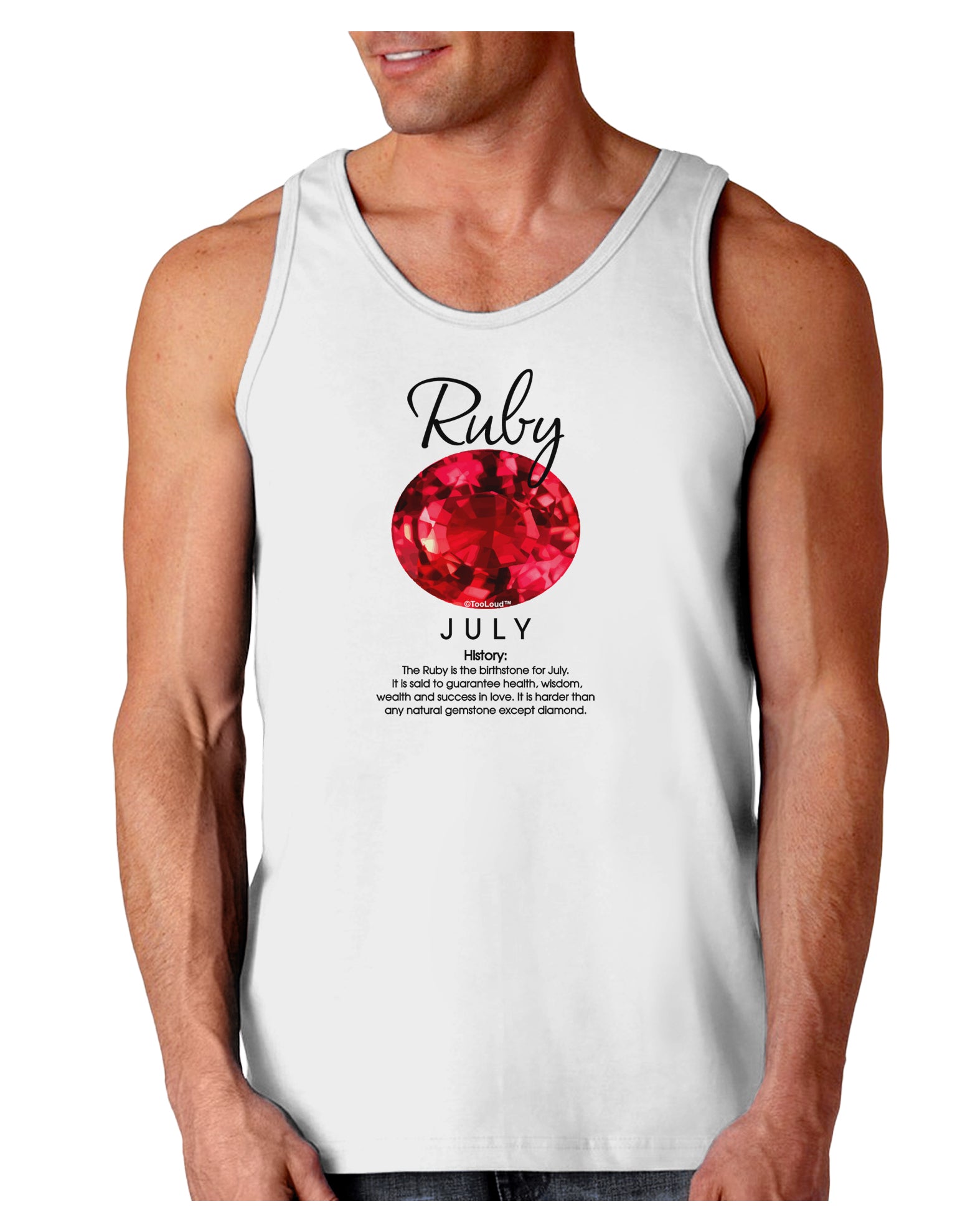 Birthstone Ruby Loose Tank Top-Loose Tank Top-TooLoud-White-Small-Davson Sales