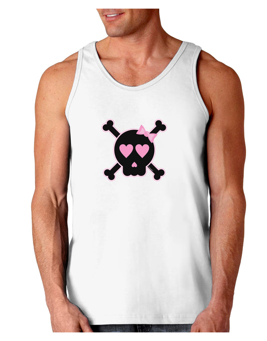 Pink and Black Crossbones Girl Loose Tank Top-Loose Tank Top-TooLoud-White-Small-Davson Sales