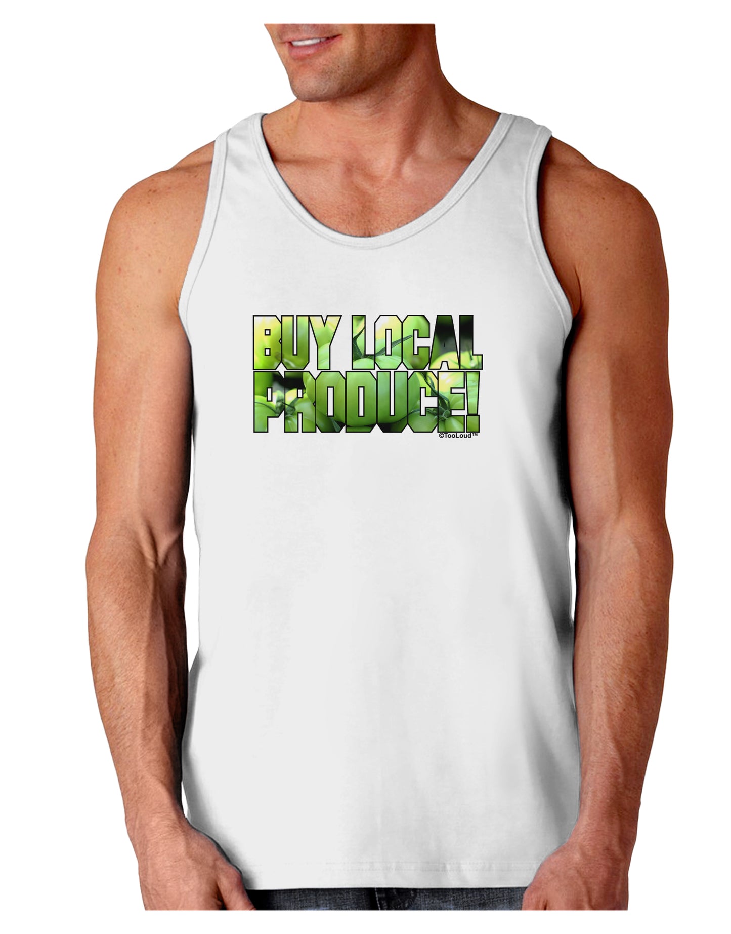 Buy Local - Green Tomatoes Text Loose Tank Top-Loose Tank Top-TooLoud-White-Small-Davson Sales