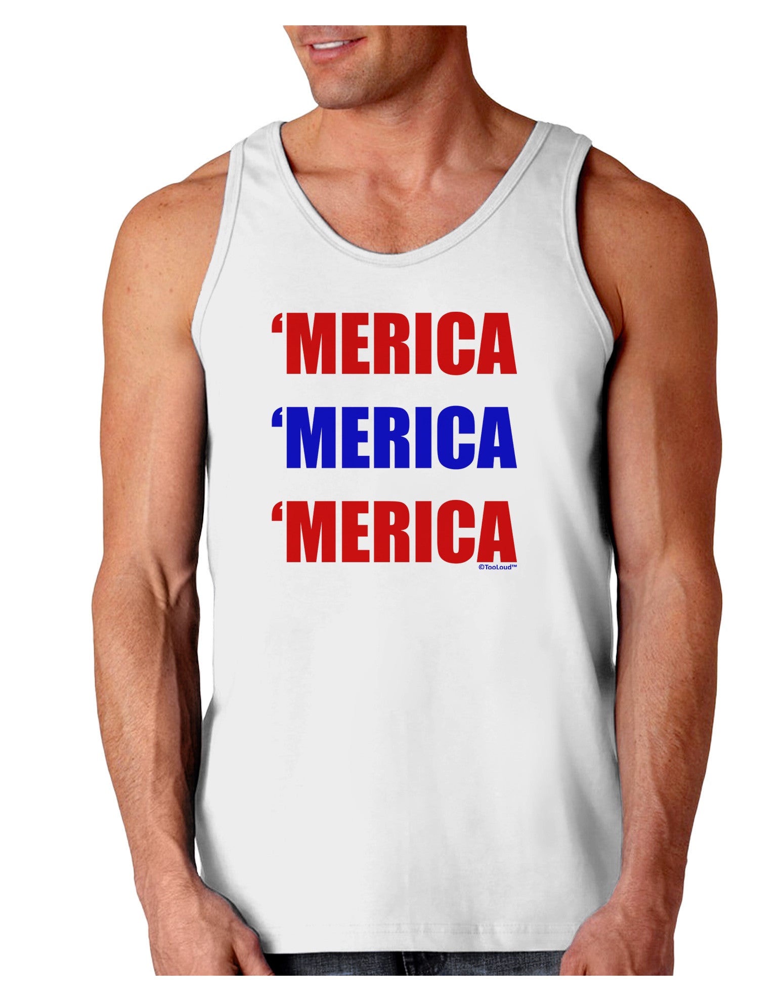 Merica Merica Merica - Red and Blue Loose Tank Top-Loose Tank Top-TooLoud-White-Small-Davson Sales