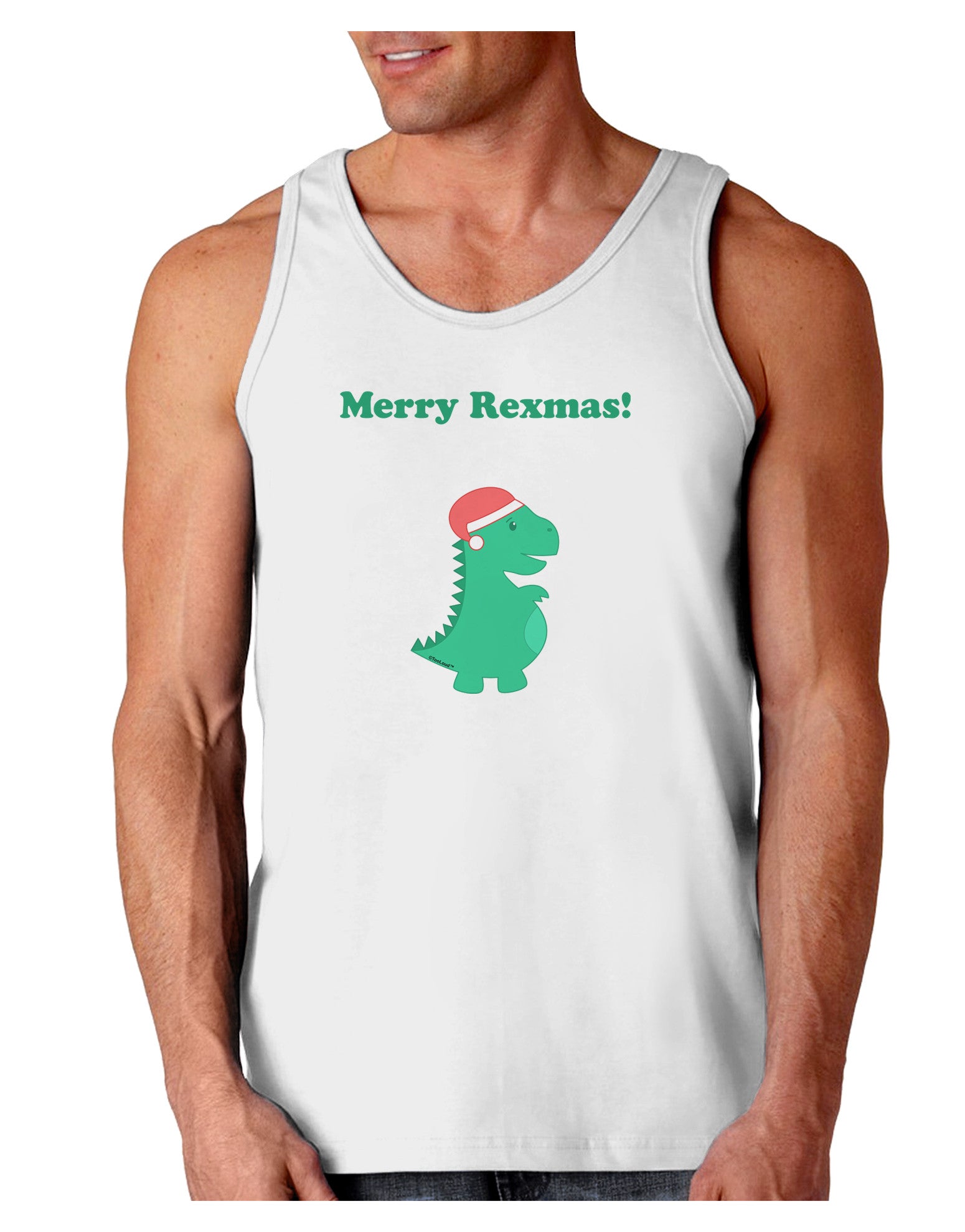 Merry Rexmas T-Rex Dinosaur Christmas Loose Tank Top-Loose Tank Top-TooLoud-White-Small-Davson Sales