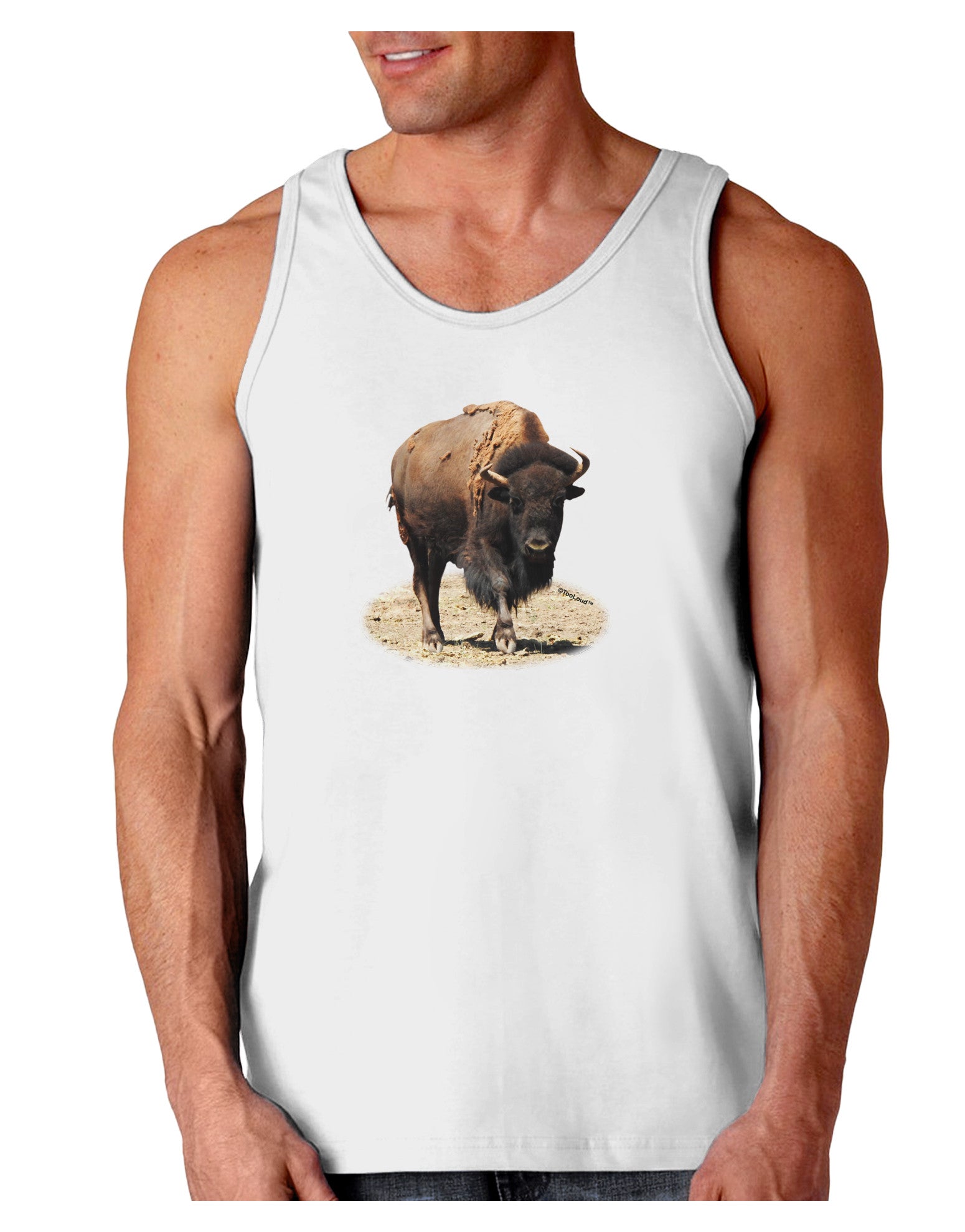 Strong Bison Cutout Loose Tank Top-Loose Tank Top-TooLoud-White-Small-Davson Sales