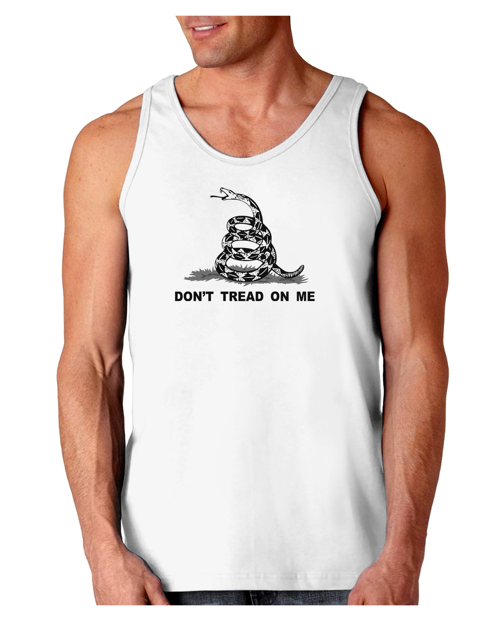 Subdued Don't Tread On Me Gadsden Flag Rattlesnake Loose Tank Top-Loose Tank Top-TooLoud-White-Small-Davson Sales