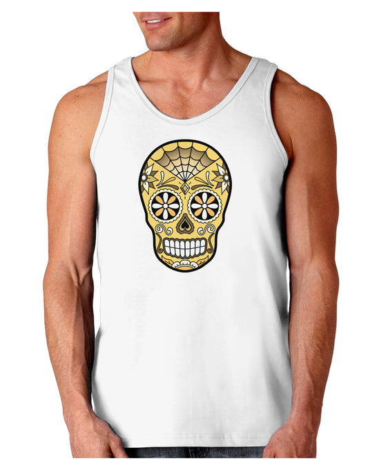 TooLoud Version 8 Gold Day of the Dead Calavera Loose Tank Top-Loose Tank Top-TooLoud-White-Small-Davson Sales