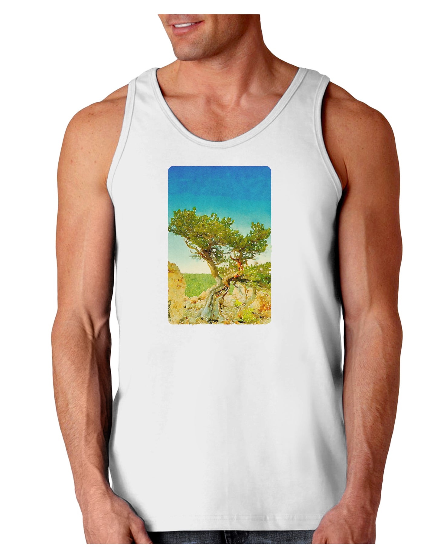Colorado Tree Watercolor Loose Tank Top-Loose Tank Top-TooLoud-White-Small-Davson Sales