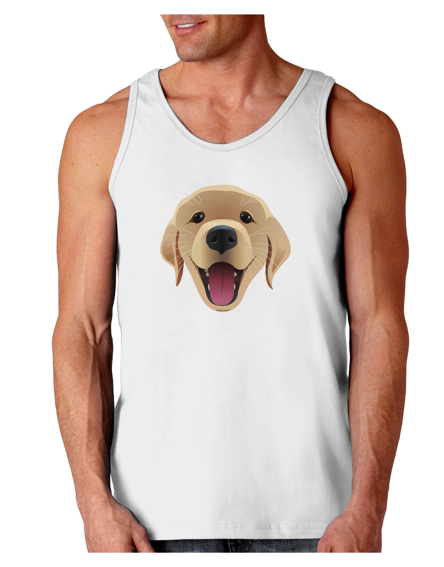 Cute Golden Retriever Puppy Face Loose Tank Top-Loose Tank Top-TooLoud-White-Small-Davson Sales