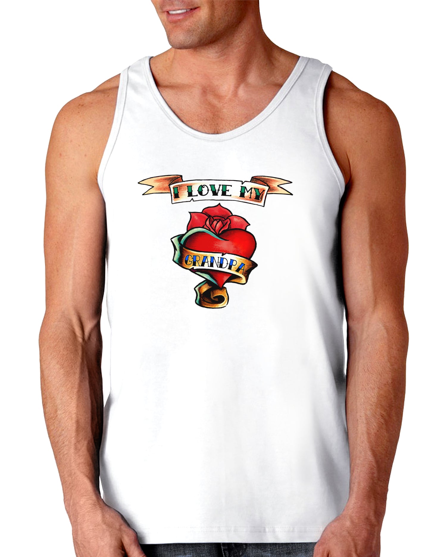Tattoo Heart I Love My Grandpa Loose Tank Top-Loose Tank Top-TooLoud-White-Small-Davson Sales