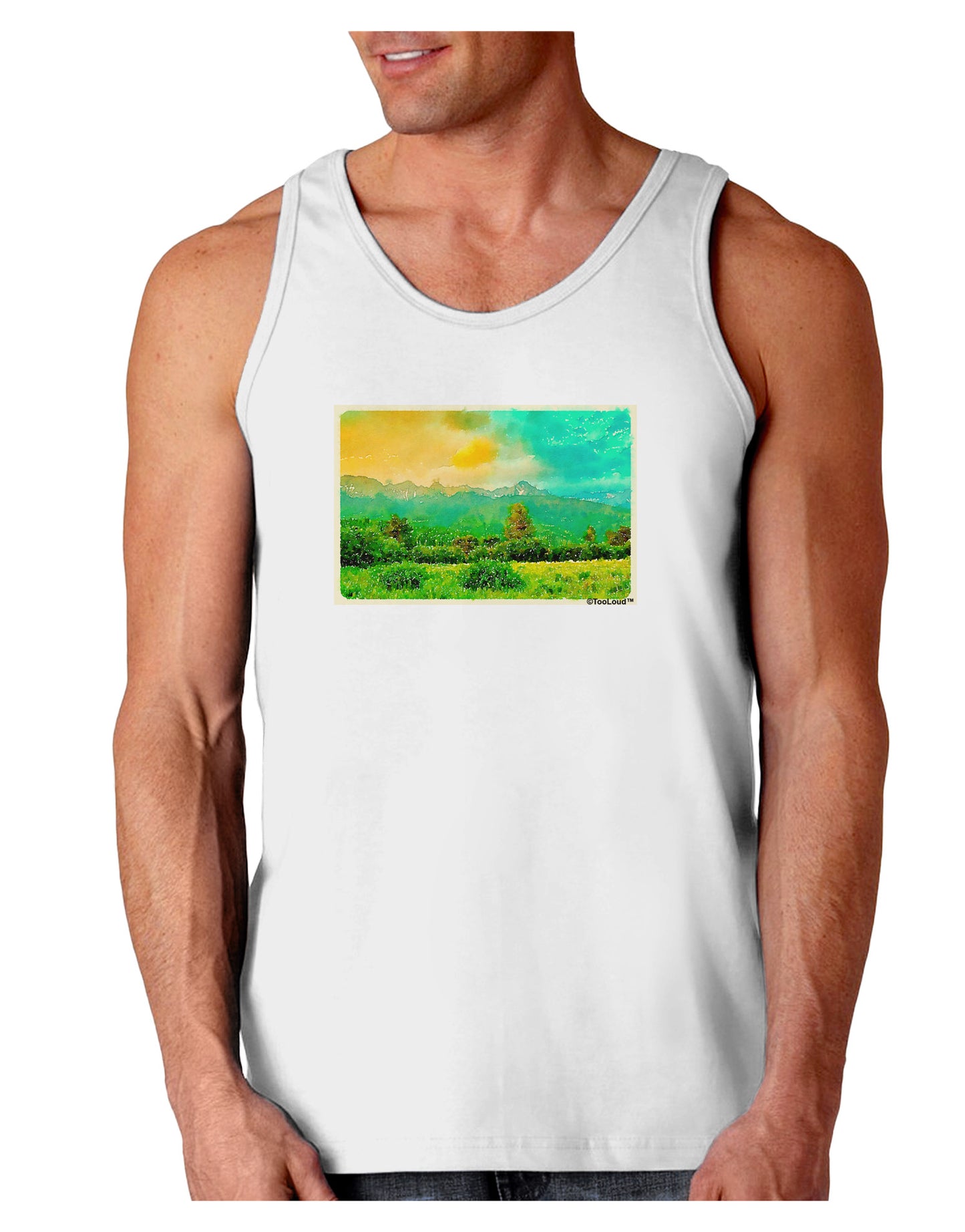 Mountain Sunset Watercolor Loose Tank Top-Loose Tank Top-TooLoud-White-Small-Davson Sales