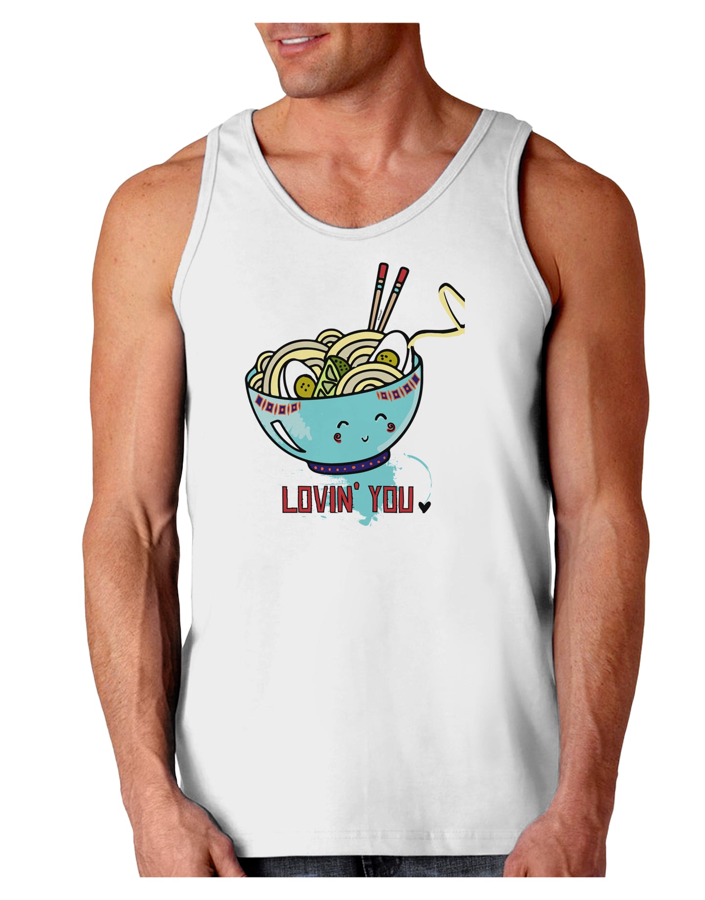 TooLoud Matching Lovin You Blue Pho Bowl Loose Tank Top-Mens-LooseTanktops-TooLoud-White-Small-Davson Sales