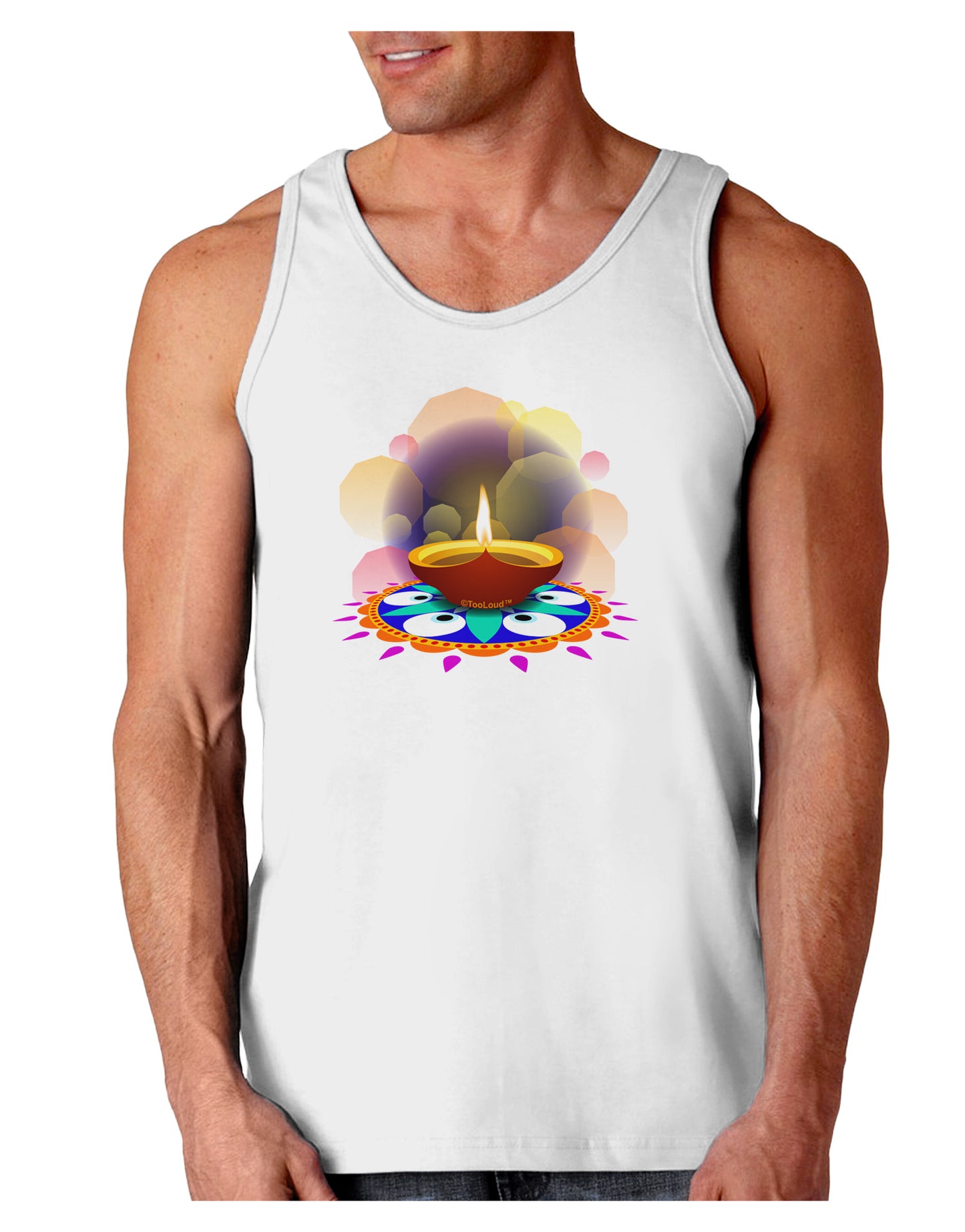 Festive Diya and Rangoli Loose Tank Top by-Loose Tank Top-TooLoud-White-Small-Davson Sales