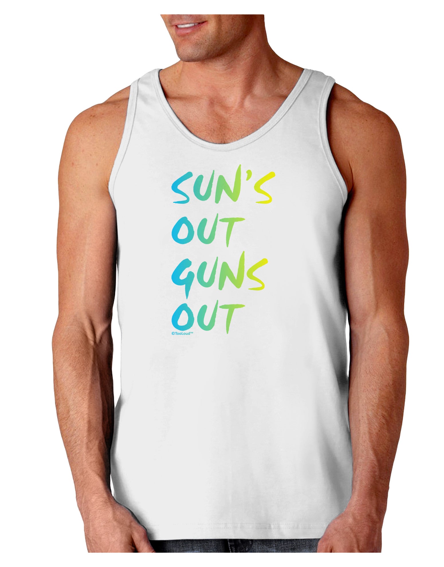 Suns Out Guns Out - Gradient Colors Loose Tank Top-Loose Tank Top-TooLoud-White-Small-Davson Sales