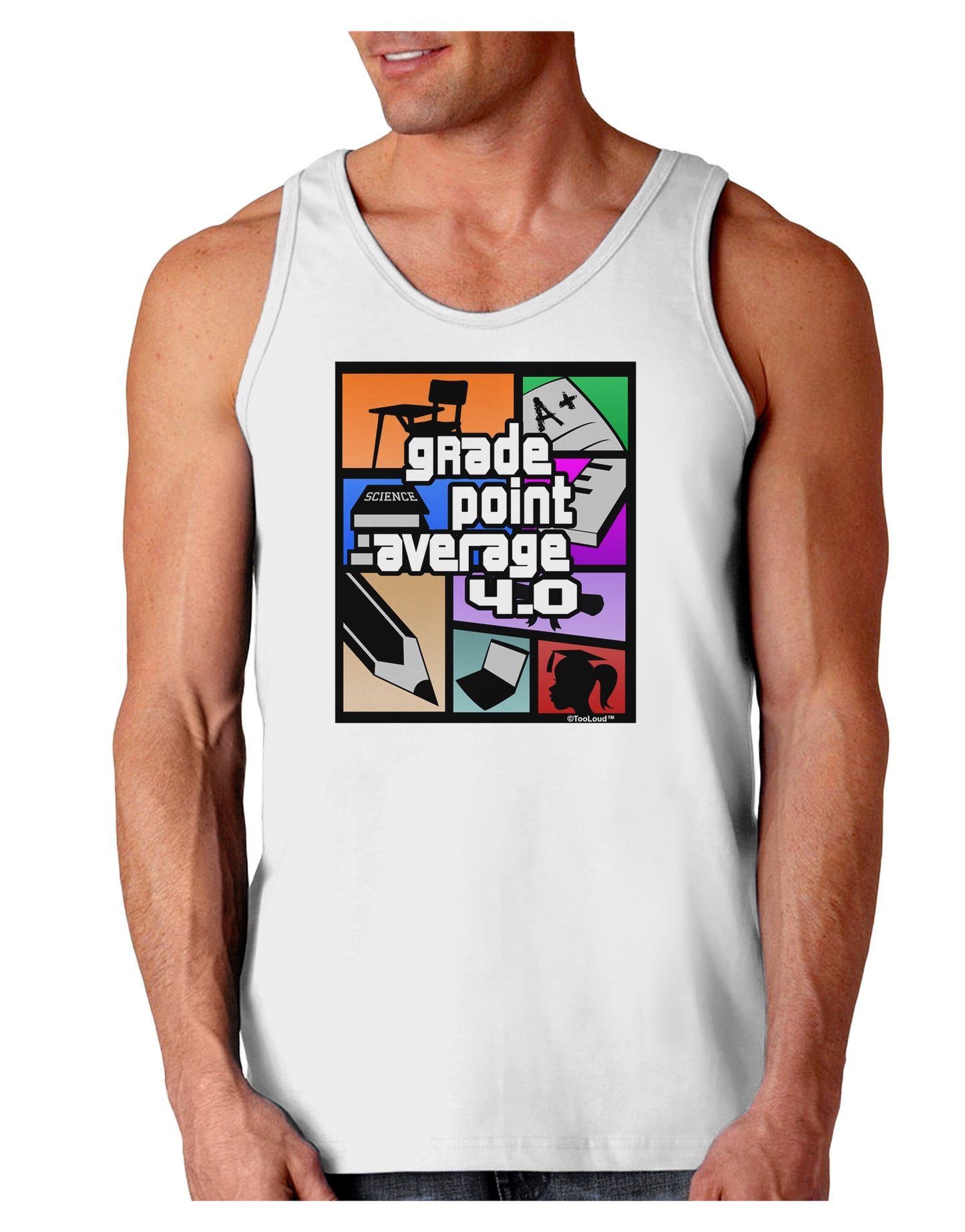 GPA 4 - Grade Point Average Loose Tank Top-Loose Tank Top-TooLoud-White-Small-Davson Sales